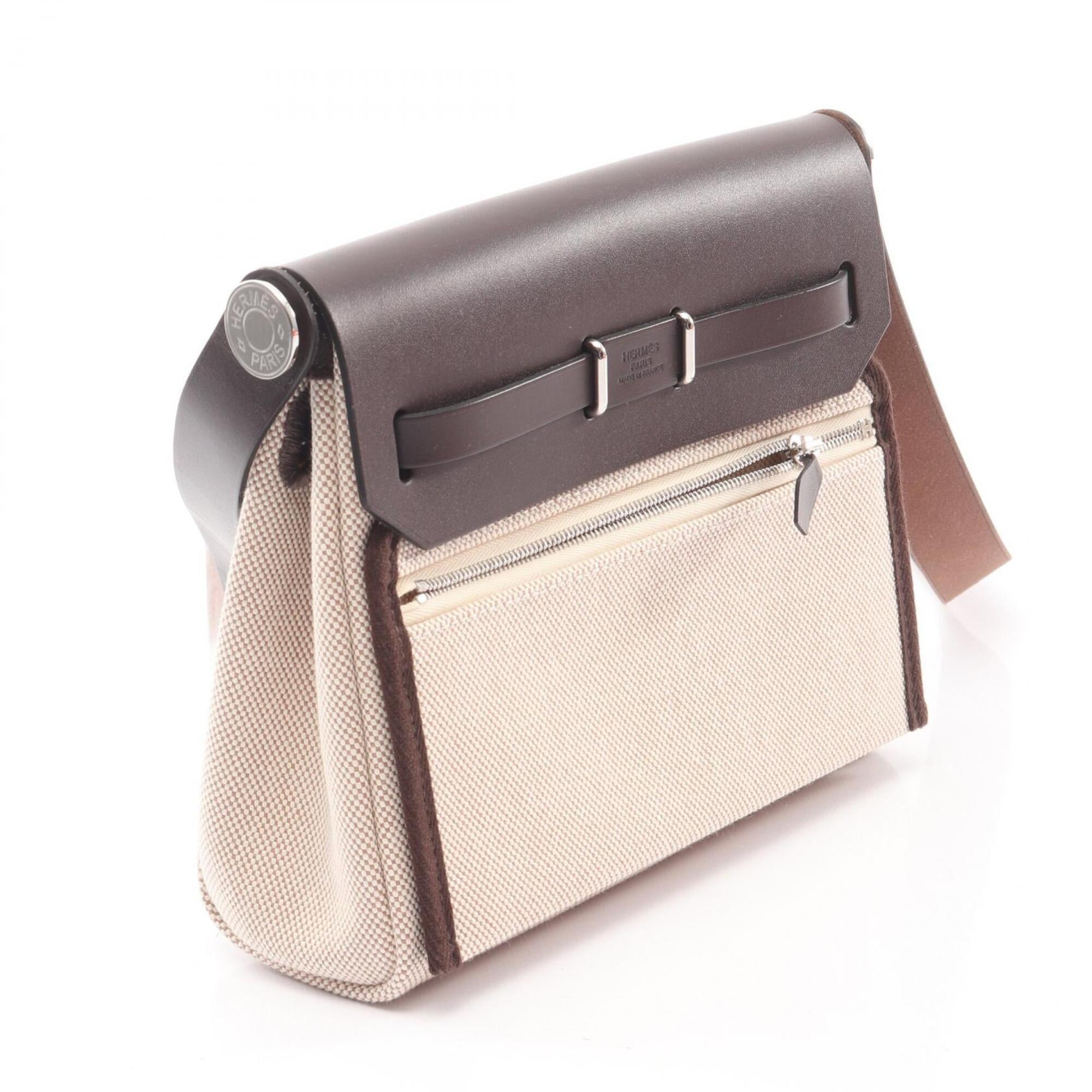 Hermes Brown Ivory Canvas Toile H Handbag Shoulder Bag (Pre-Owned)