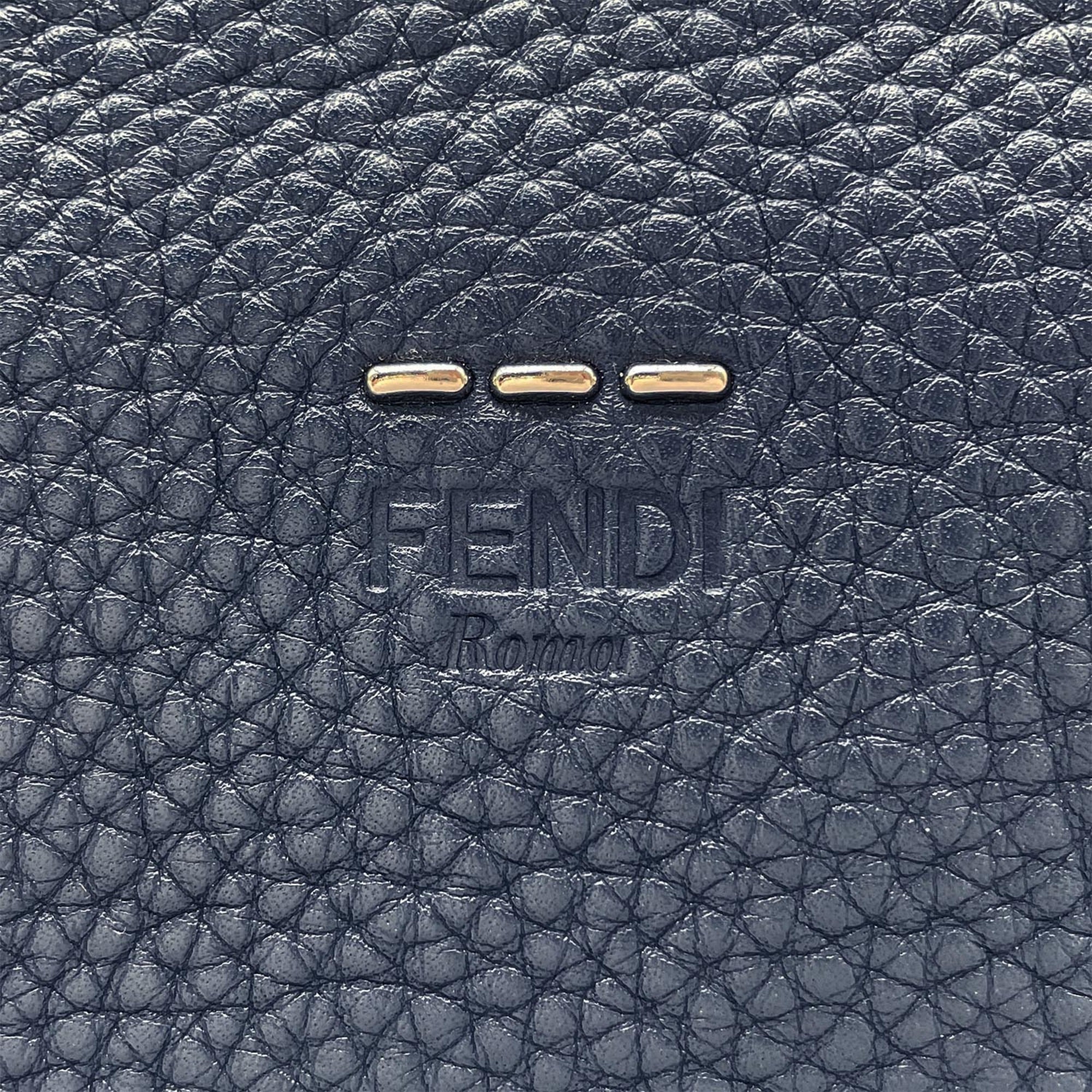 Fendi Navy Leather Boston Bag Shoulder Bag (Pre-Owned)