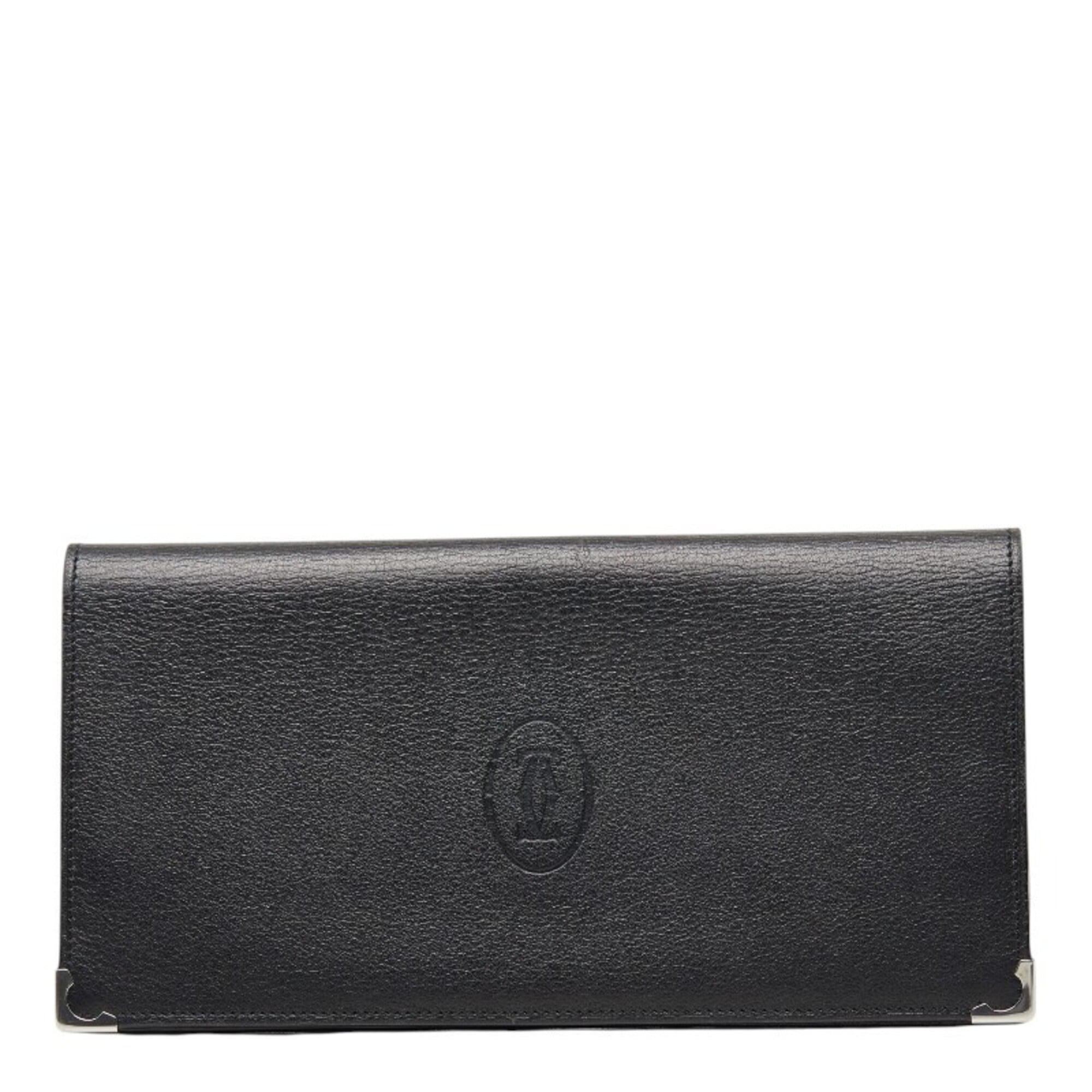 Cartier Must Black Leather Wallet (Bi-Fold) (Pre-Owned)