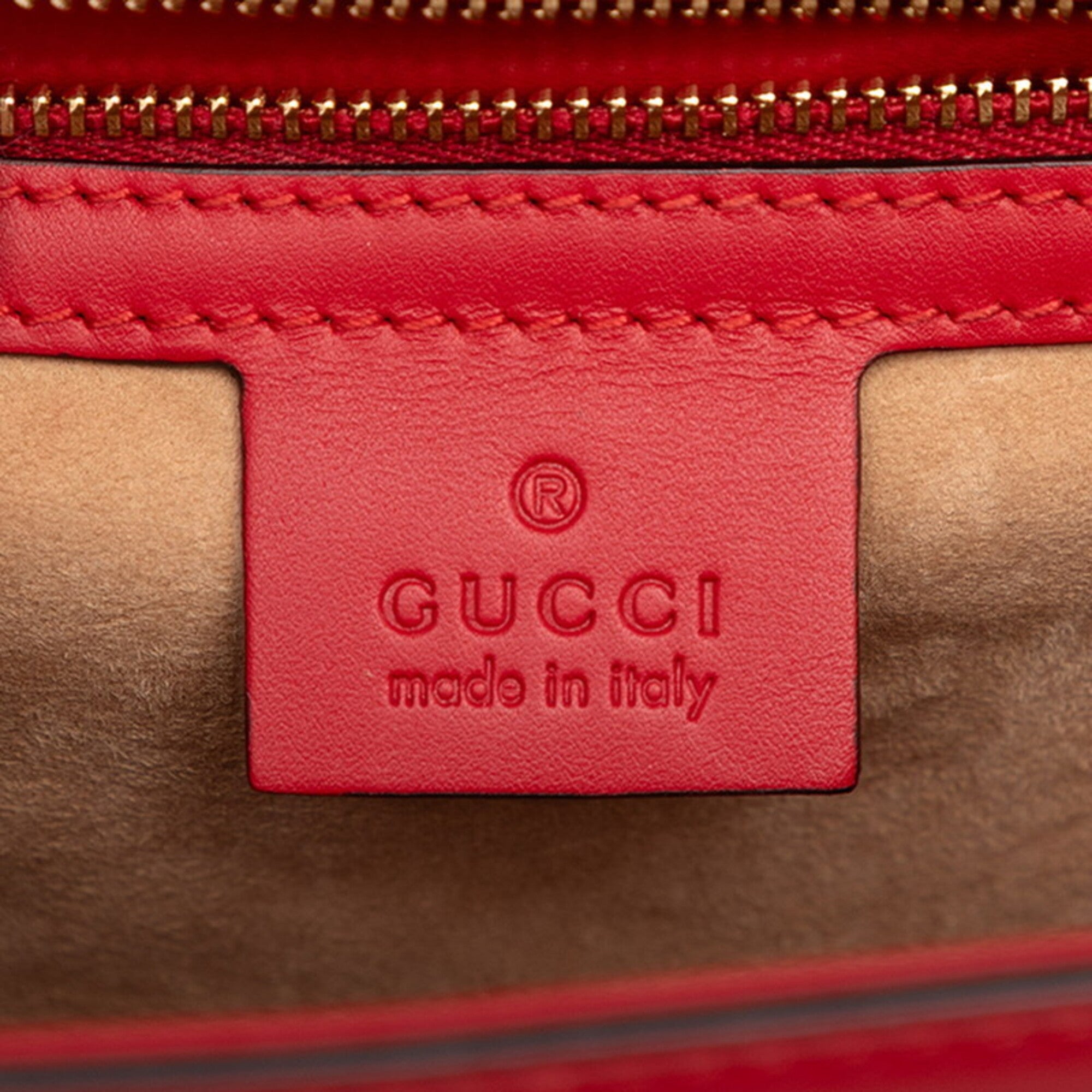 Gucci Navy Red Color Leather Shoulder Bag (Pre-Owned)