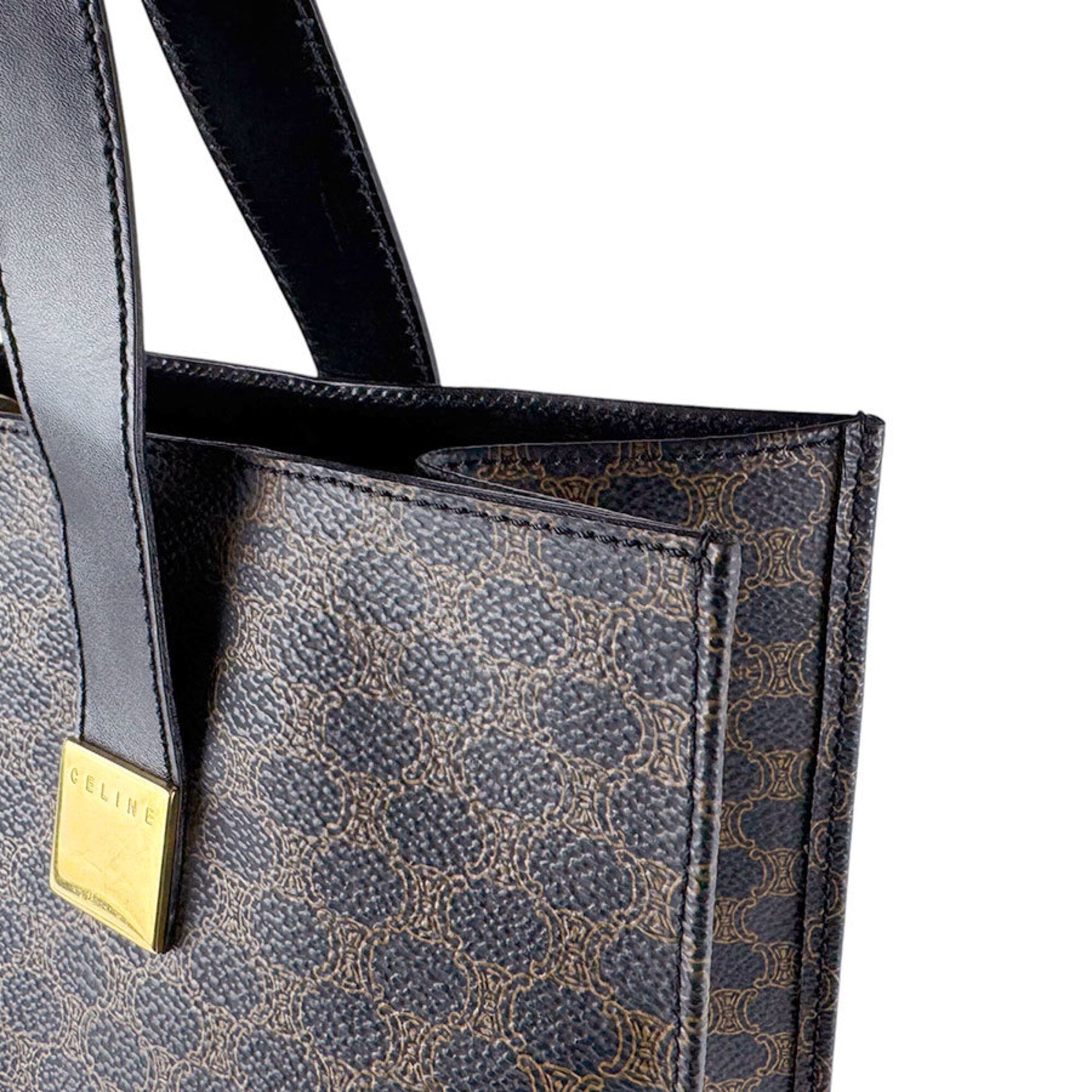 Celine Black Brown Coated Canvas Tote Bag (Pre-Owned)