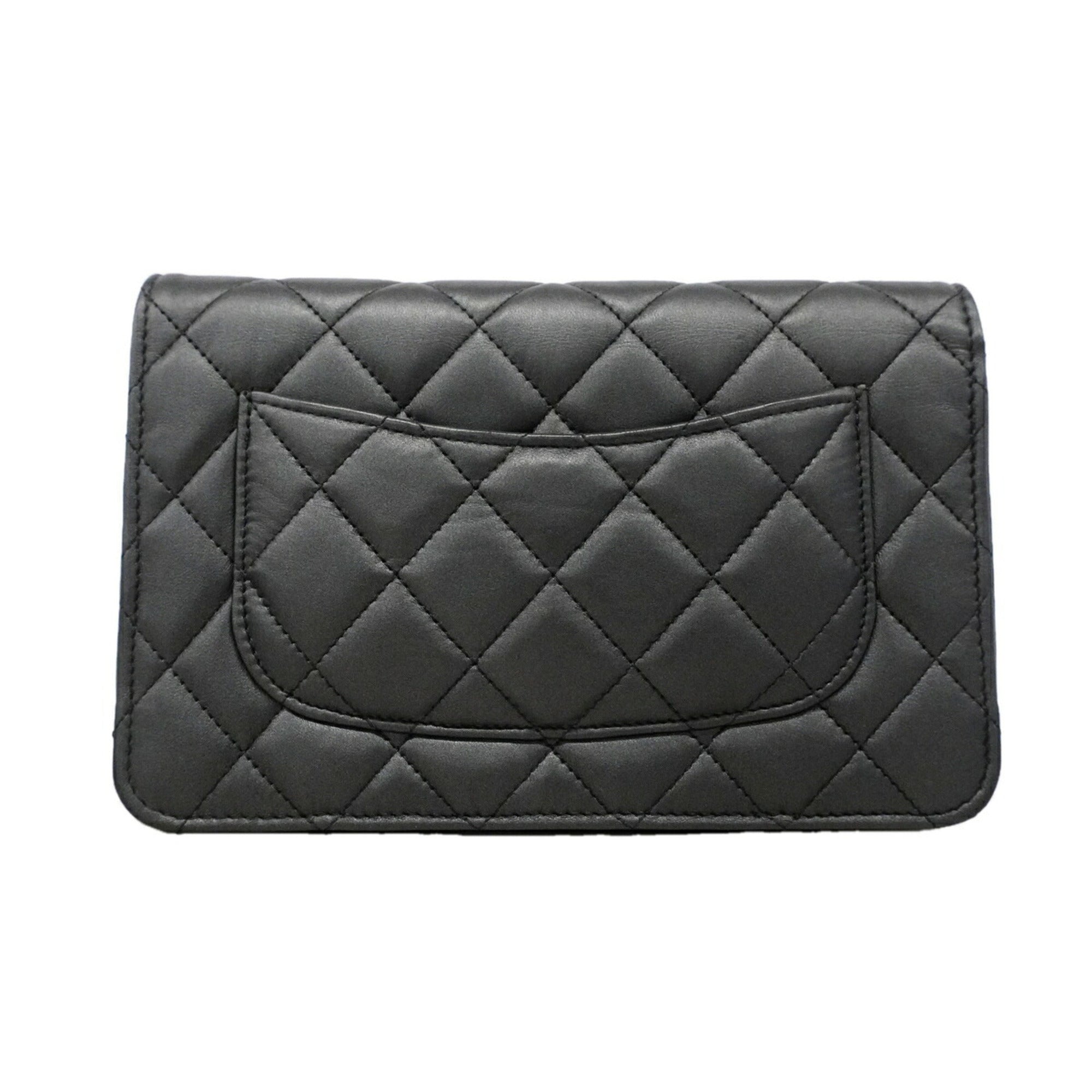 Chanel Black Leather Chain/Shoulder Wallet (Pre-Owned)