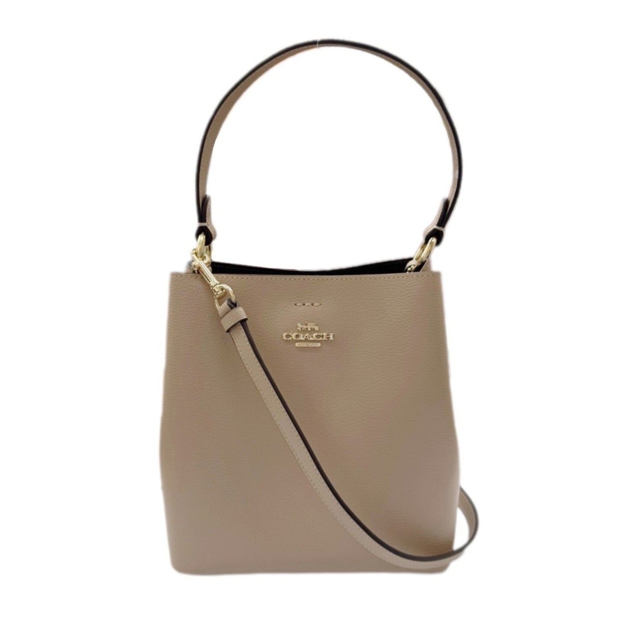 Coach Beige Leather Handbag Shoulder Bag (Pre-Owned)