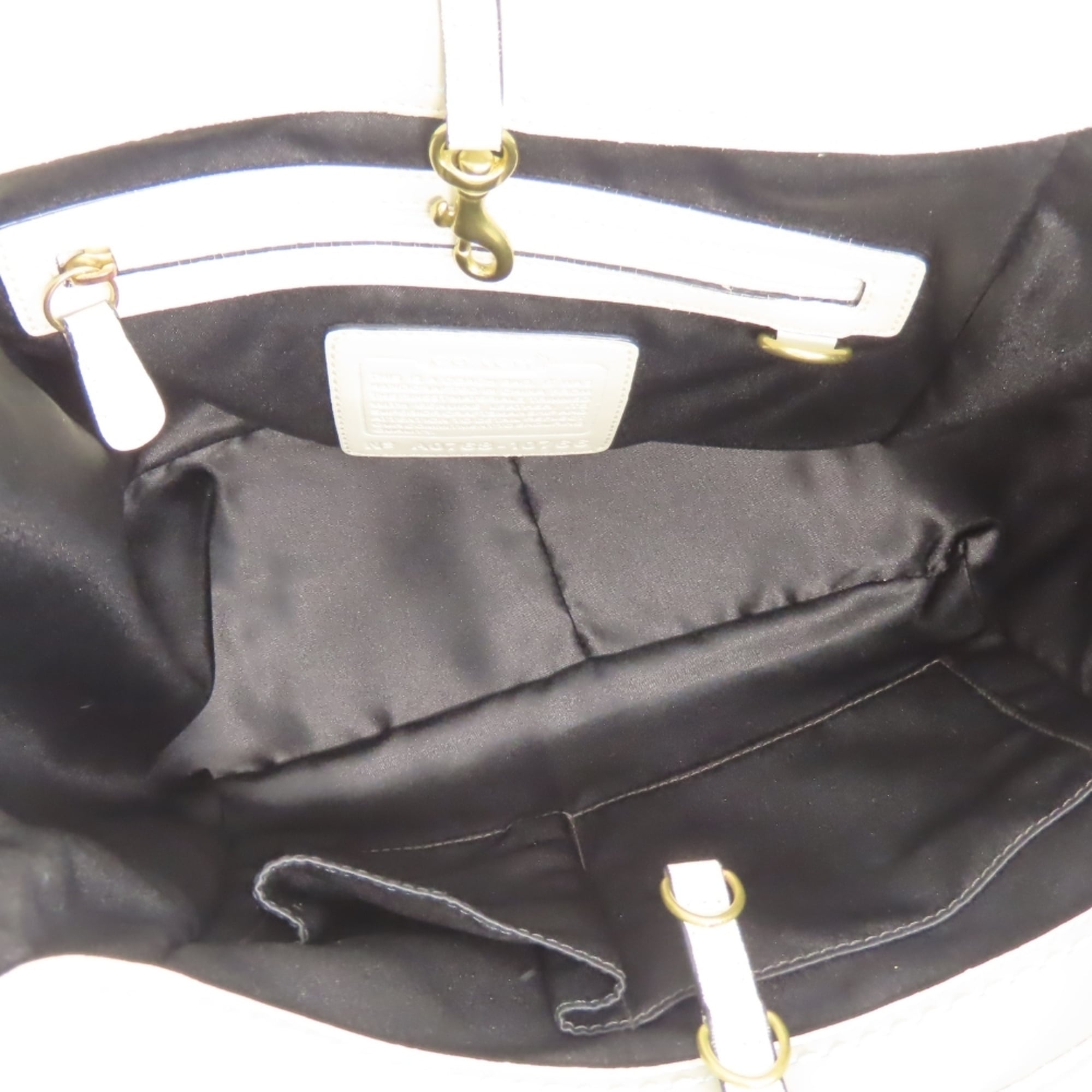 Coach Gray White Canvas Leather Tote Bag (Pre-Owned)
