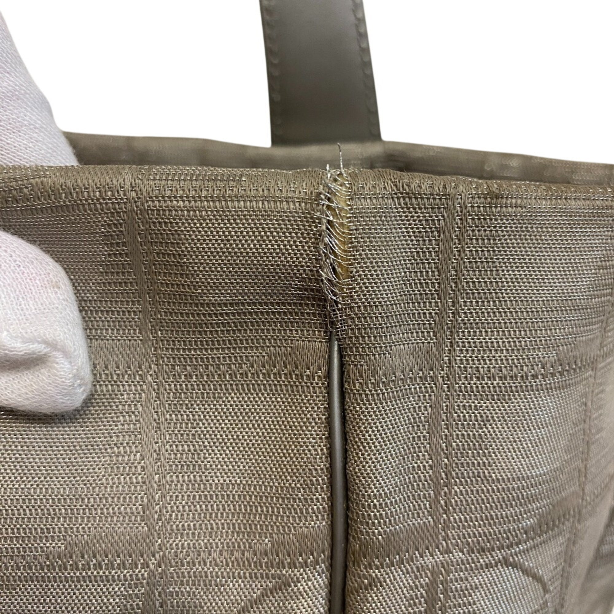 Chanel Silver Canvas Tote Bag (Pre-Owned)