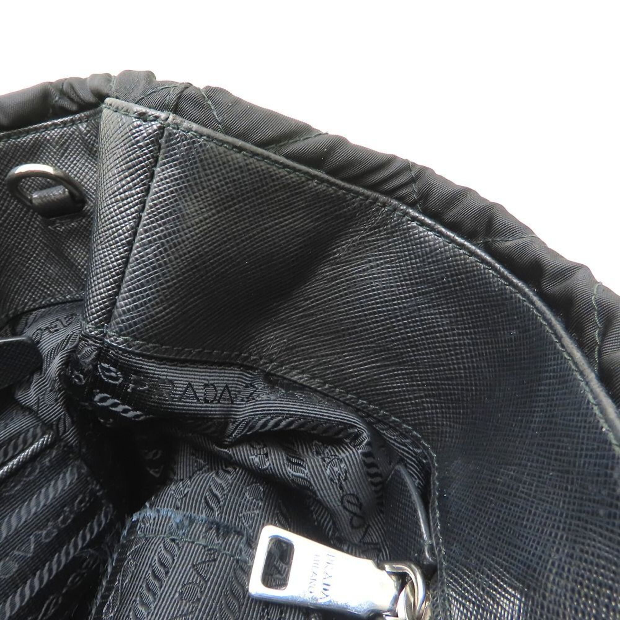 Prada Black Nylon Leather Tote Bag (Pre-Owned)