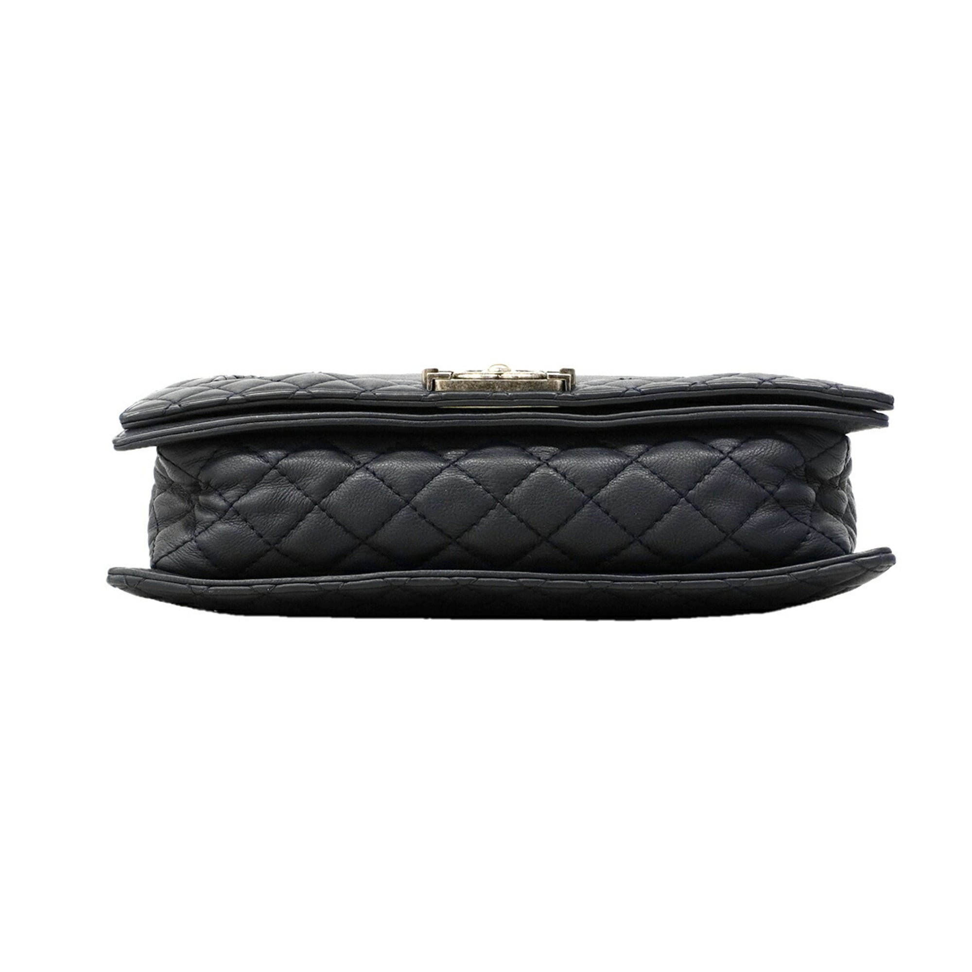 Chanel Navy Leather Shoulder Bag (Pre-Owned)