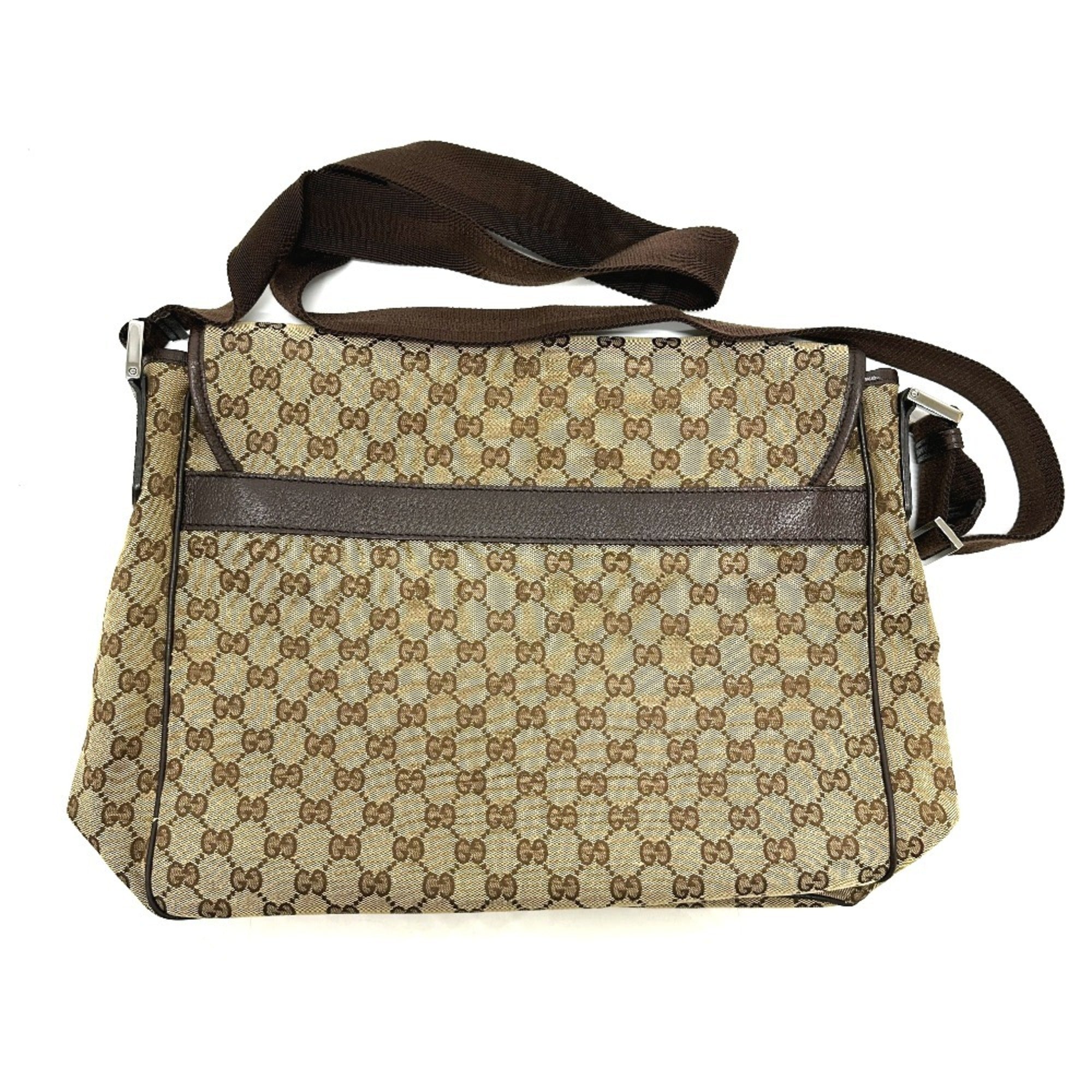 Gucci Gg Canvas Beige Gg Canvas Leather Handbag Shoulder Bag (Pre-Owned)