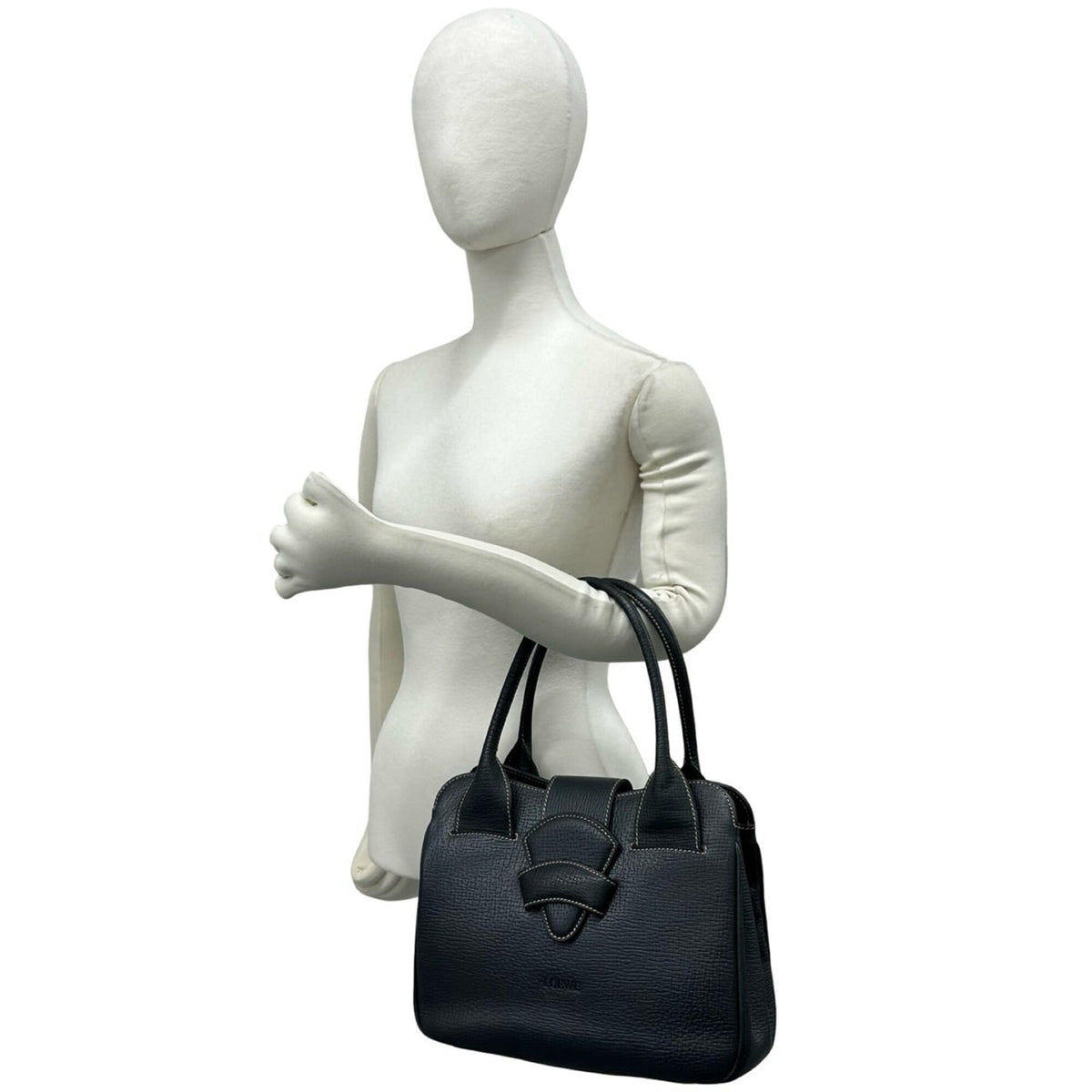 Loewe Navy Leather Handbag Tote Bag (Pre-Owned)