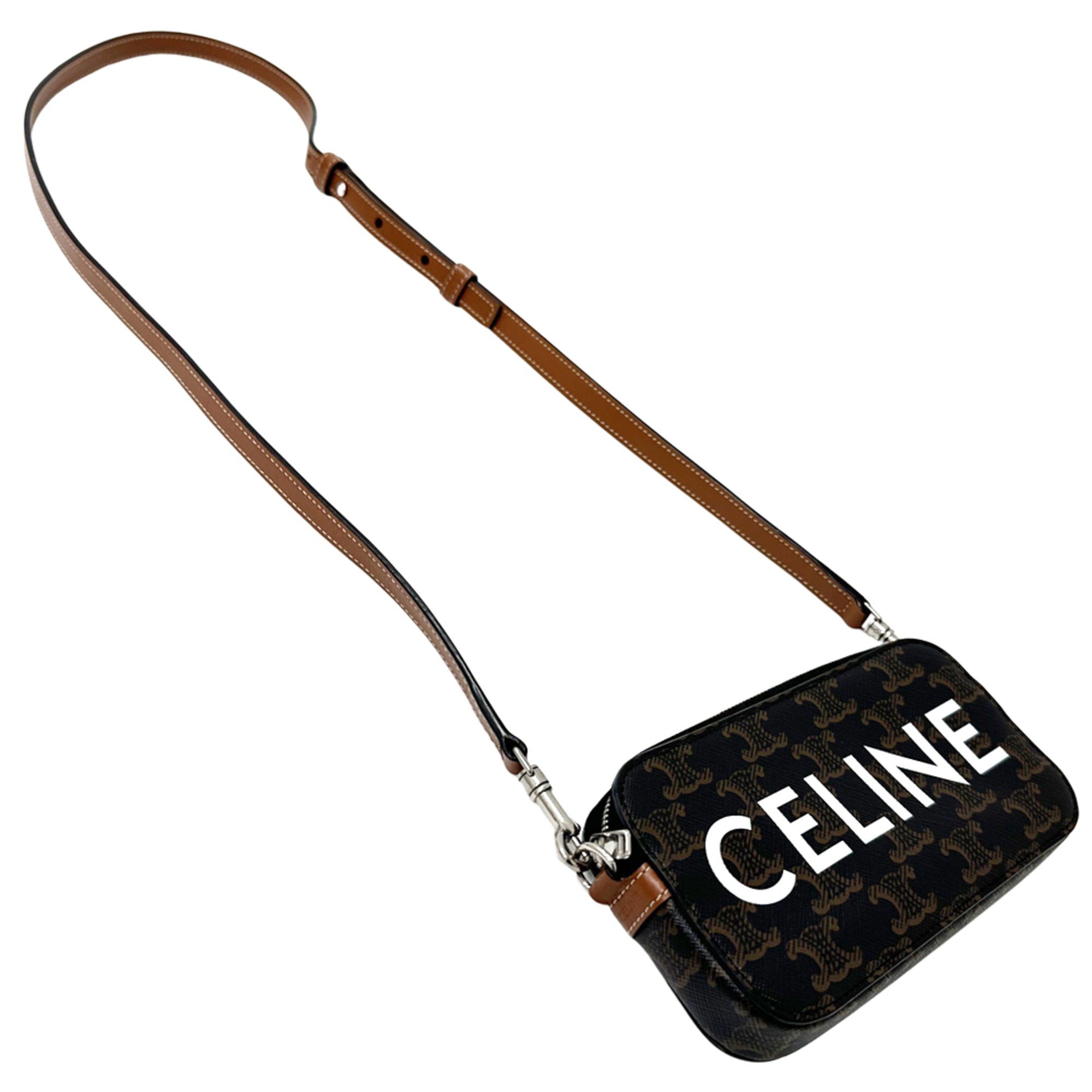 Celine Brown Coated Canvas Shoulder Bag (Pre-Owned)