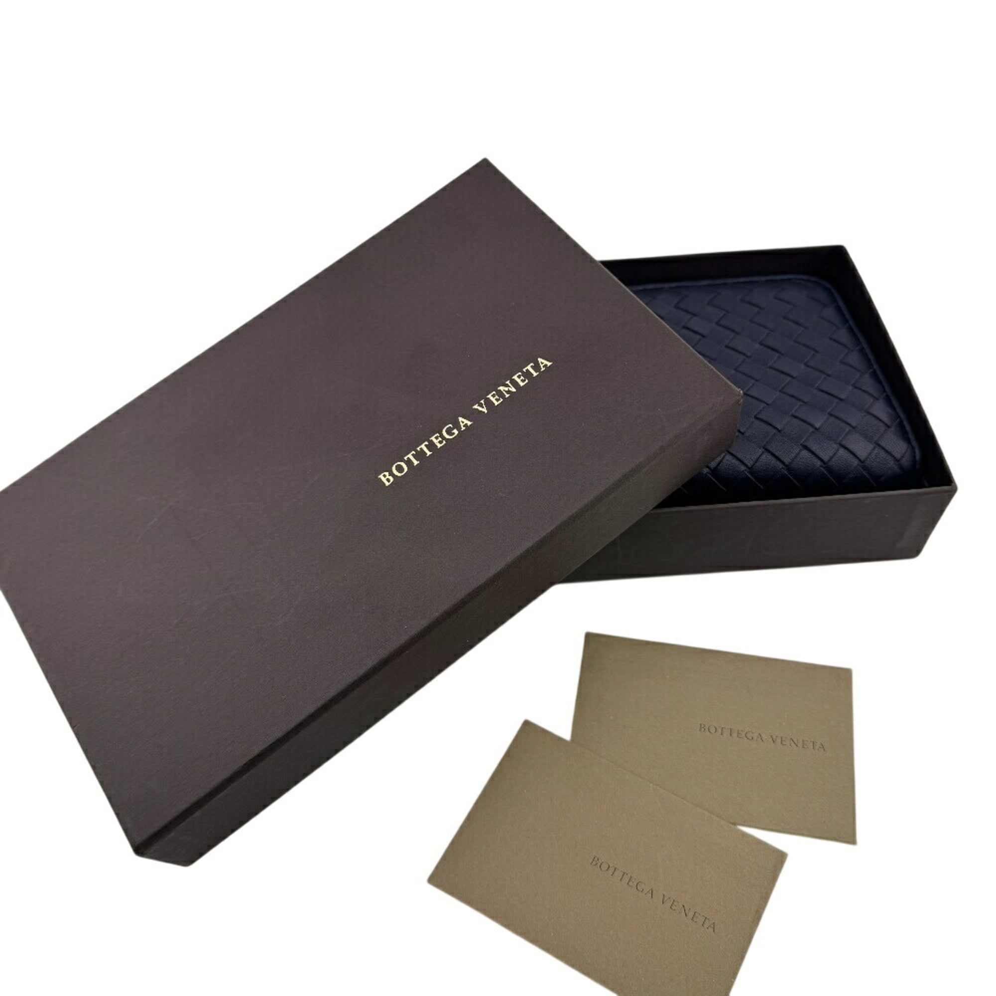 Bottega Veneta Intrecciato Navy Intrecciato Long Wallet (Bi-Fold) (Pre-Owned)