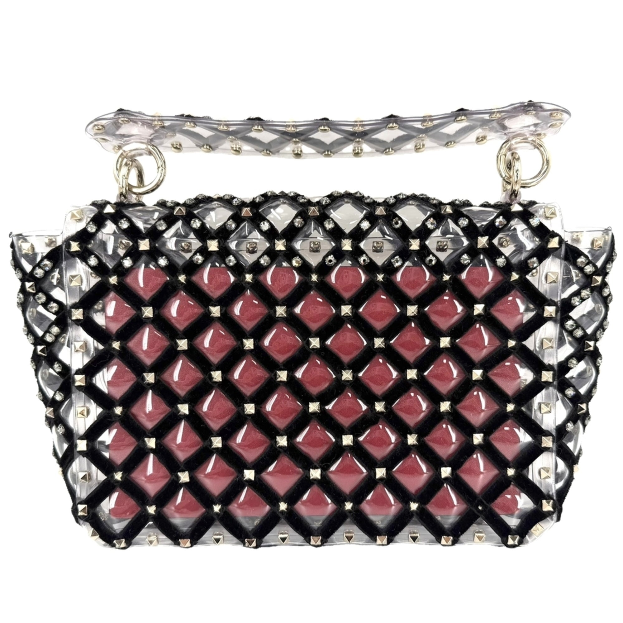 Valentino Garavani Black Clear Black White Pvc Handbag (Pre-Owned)