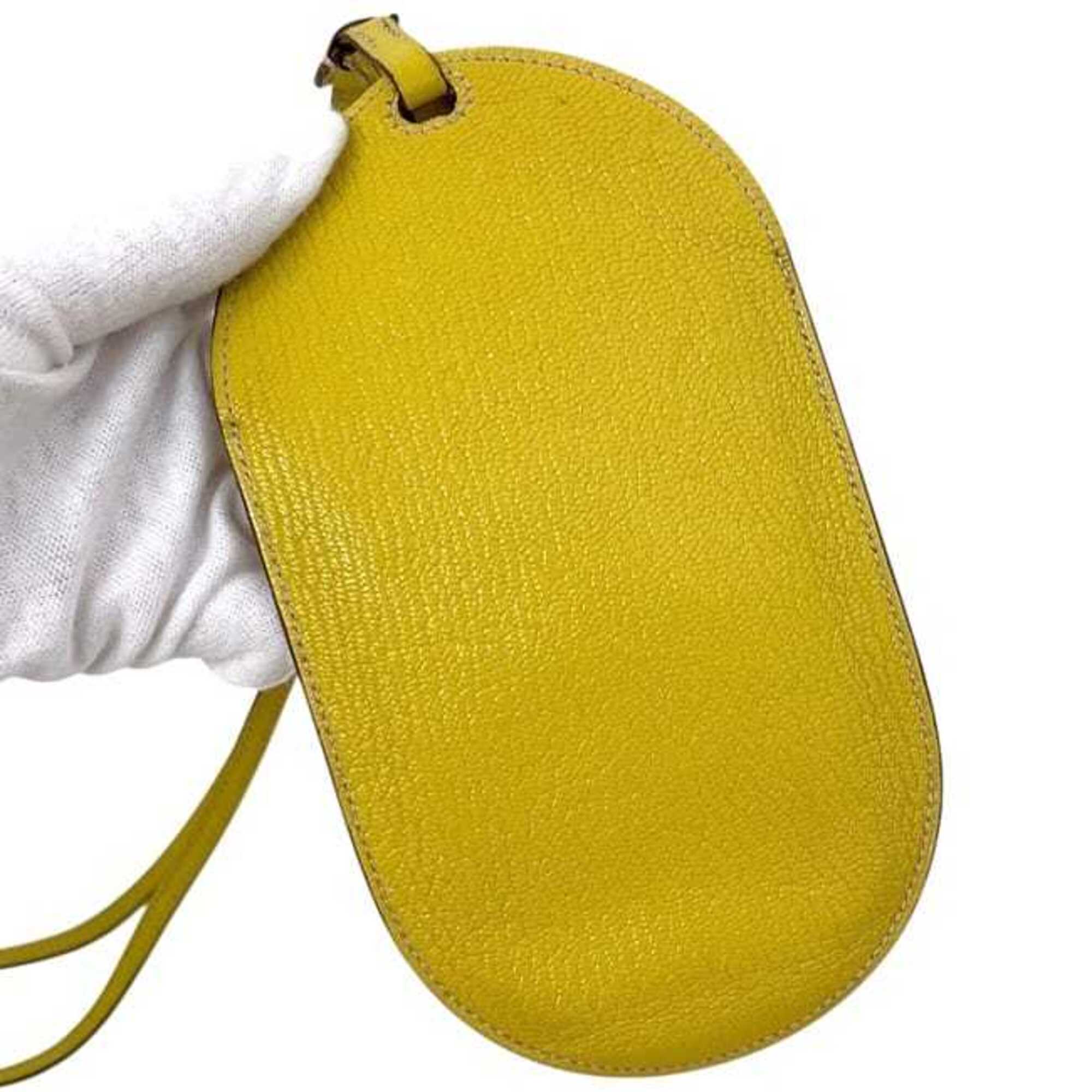 Hermes Yellow Chevre Leather Pochette Shoulder Bag (Pre-Owned)