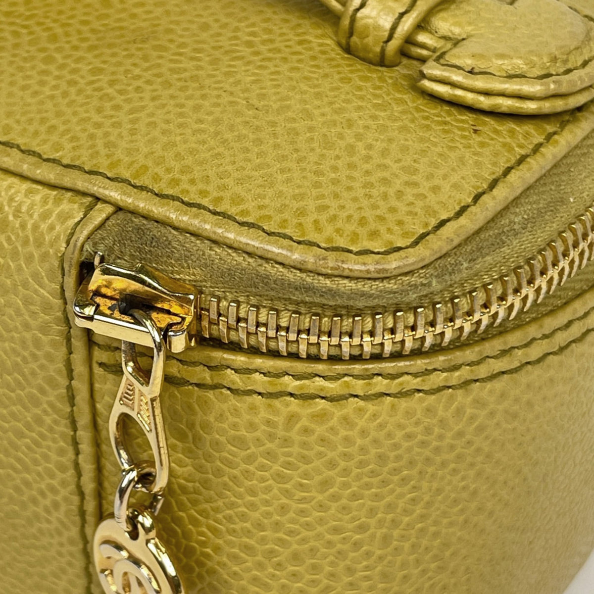 Chanel Yellow Grained Calfskin Pouch Vanity Bag (Pre-Owned)