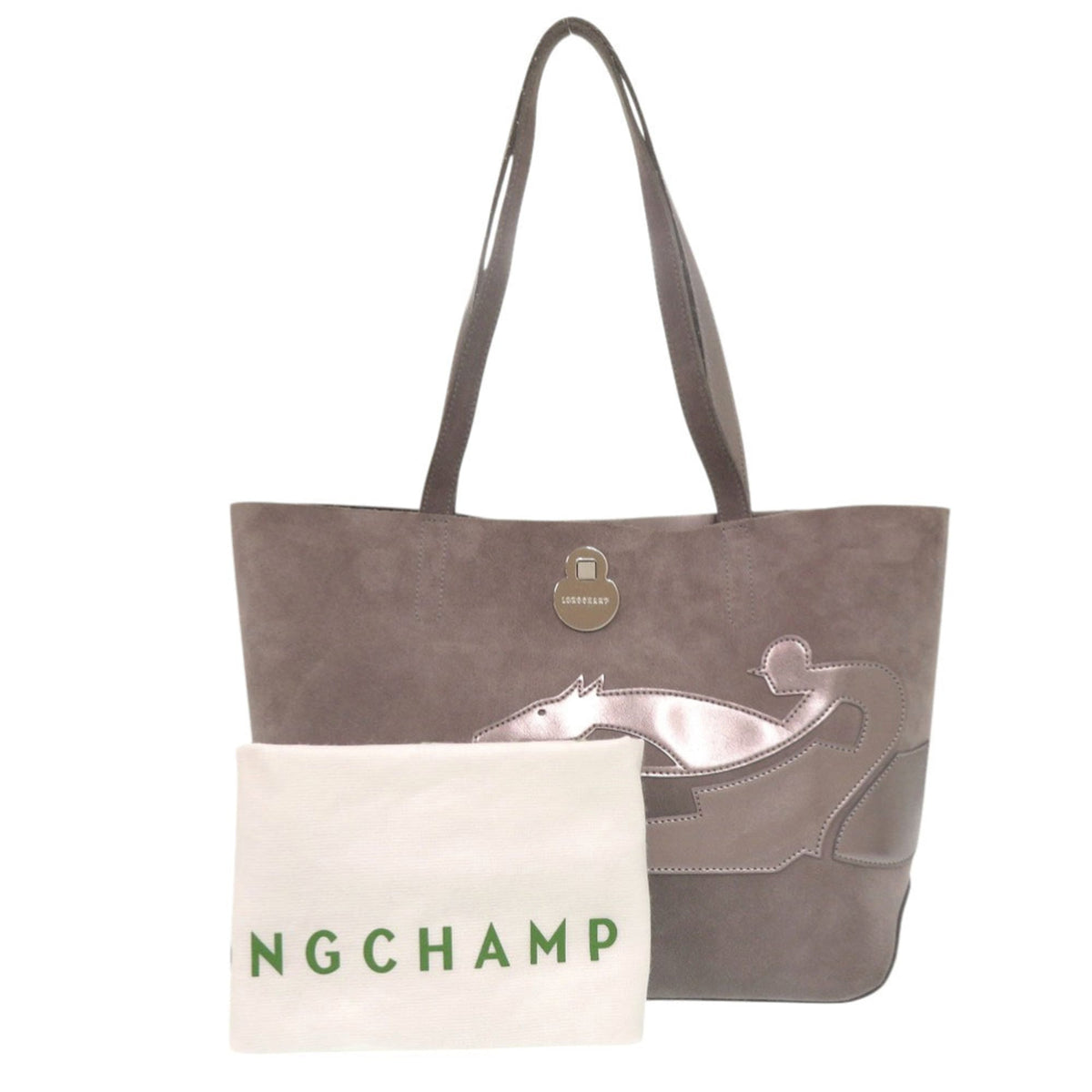 Longchamp Gray Suede Tote Bag (Pre-Owned)