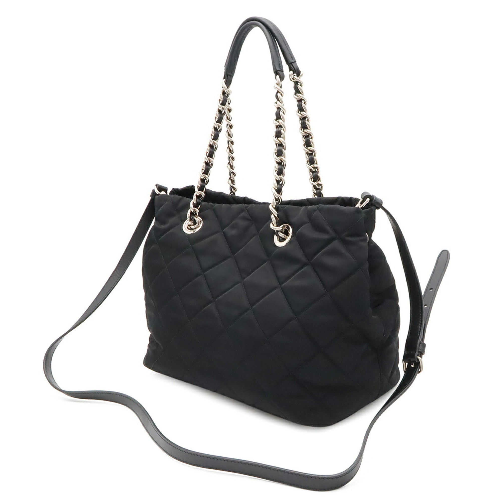 Prada Black Nero Nylon Leather Shoulder Bag (Pre-Owned)