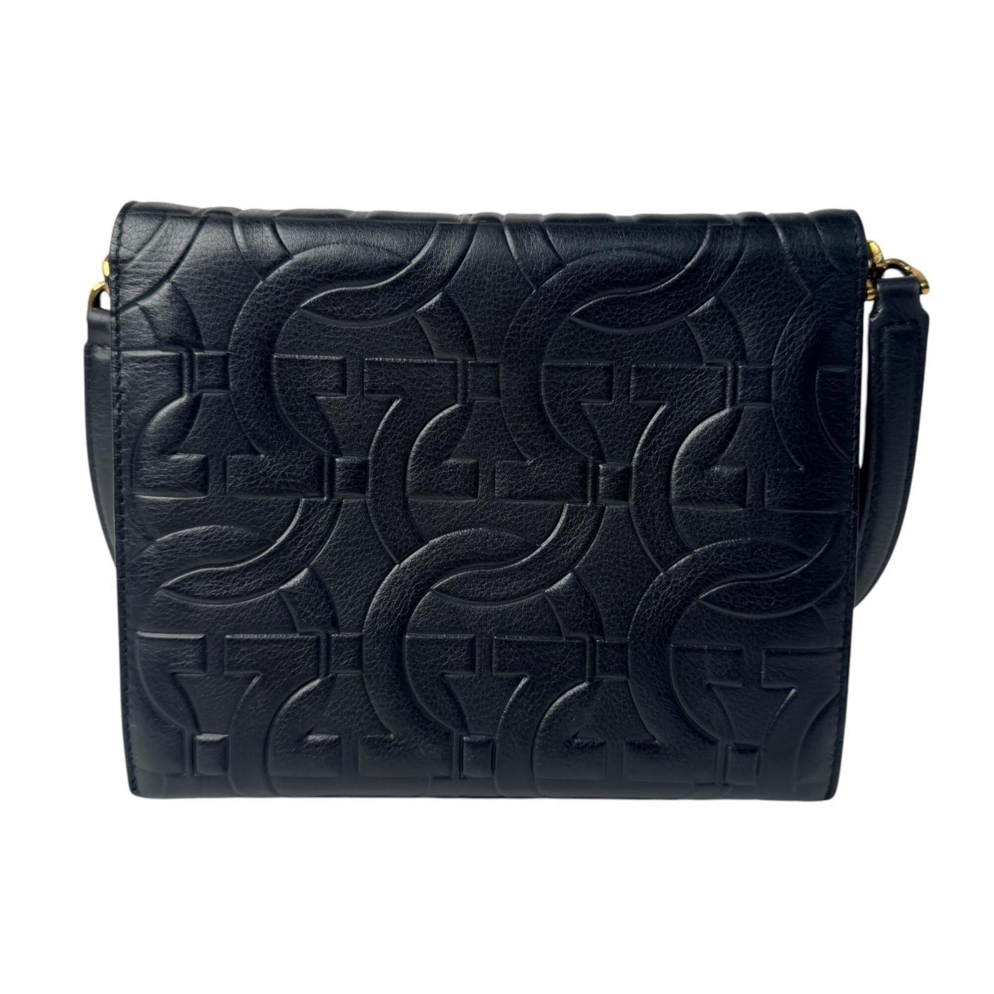 Salvatore Ferragamo Black Leather Shoulder Bag (Pre-Owned)
