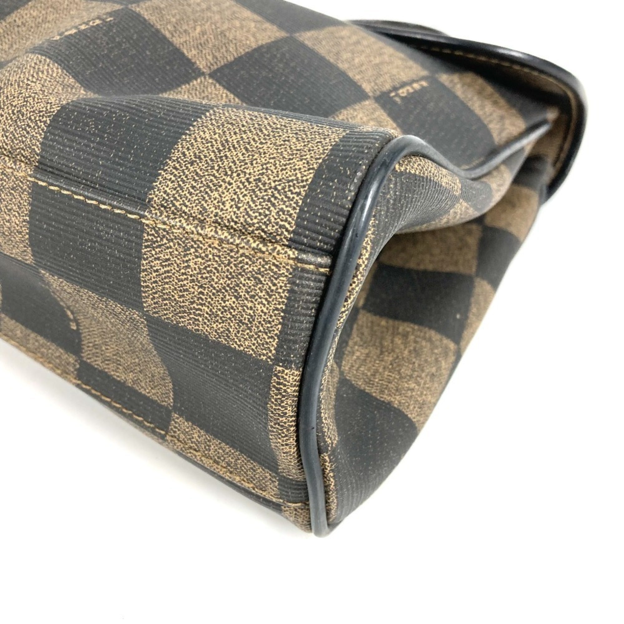 Fendi Brown Khaki Leather Pvc Handbag Tote Bag (Pre-Owned)