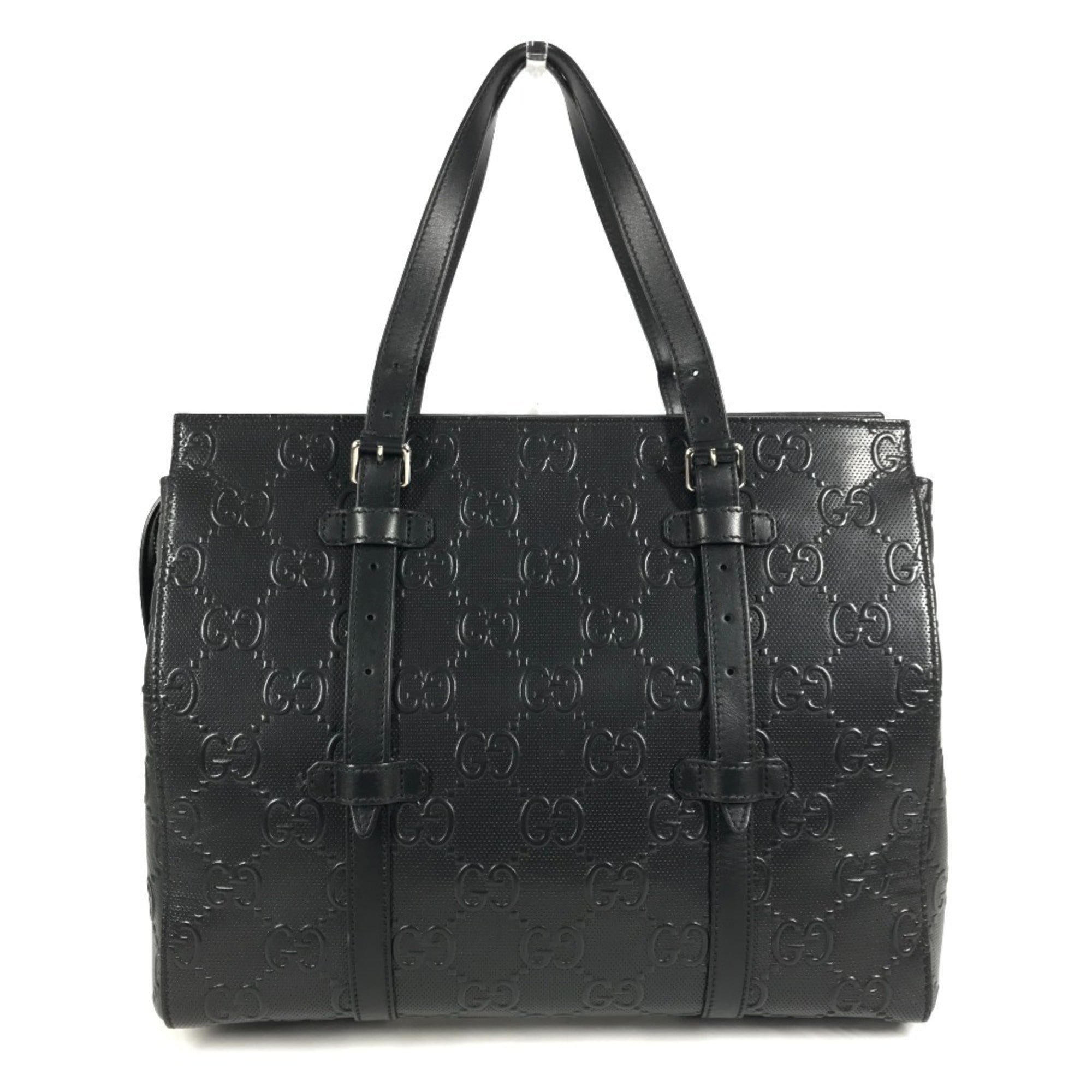 Gucci Black Leather Shoulder Bag Tote Bag (Pre-Owned)