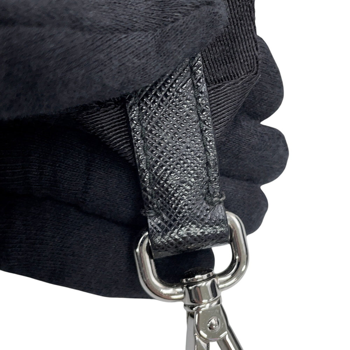 Prada Black Nylon Leather Handbag Pouch Shoulder Bag (Pre-Owned)