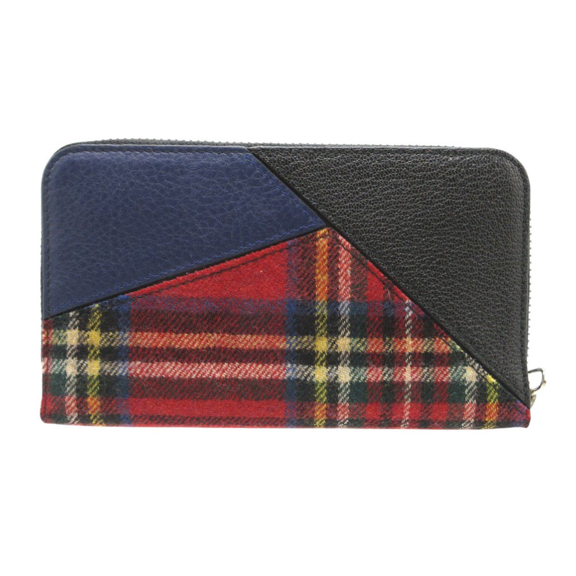 Loewe Black Navy Red Color Wool Leather Long Wallet (Bi-Fold) (Pre-Owned)
