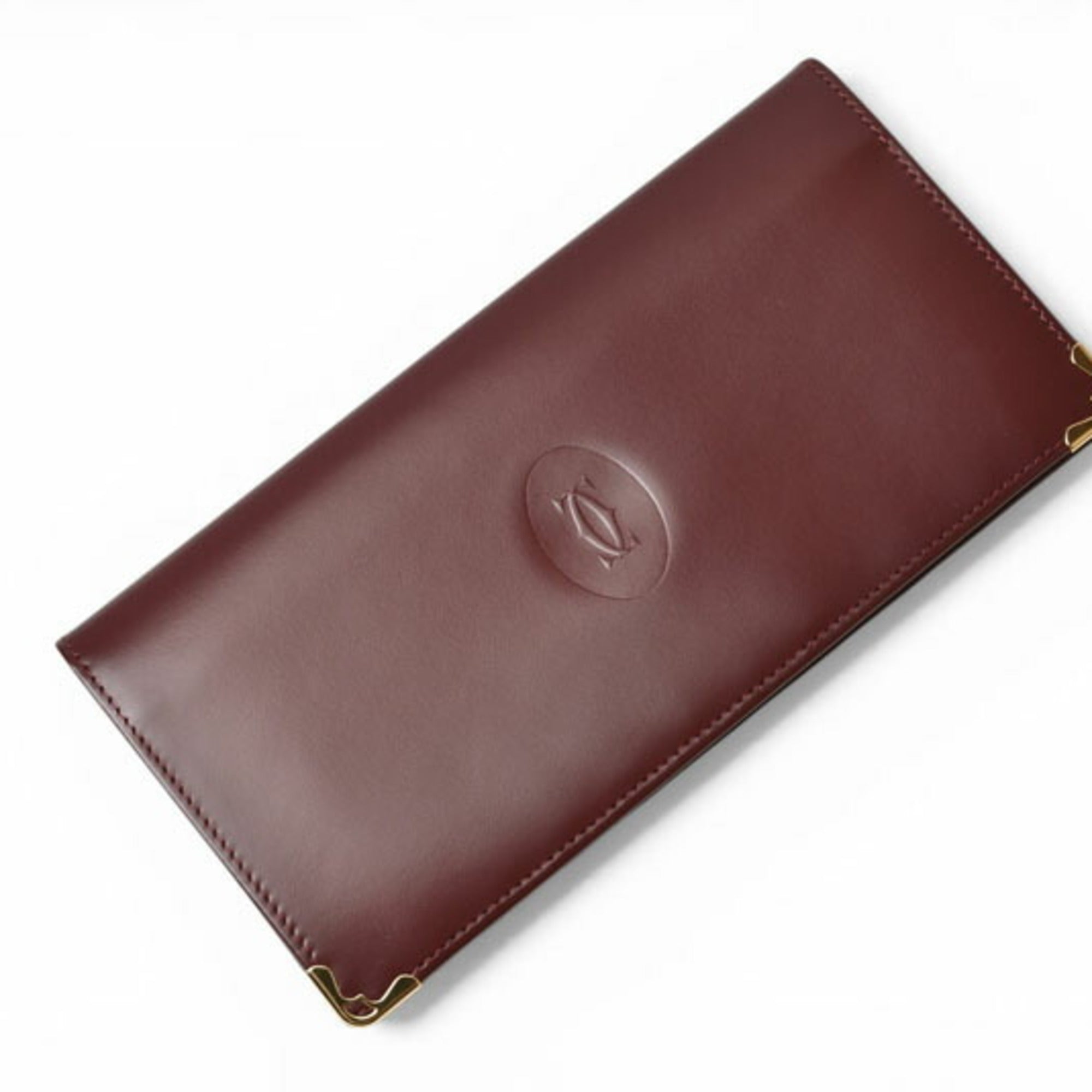 Cartier Bordeaux Leather Long Wallet (Bi-Fold) (Pre-Owned)