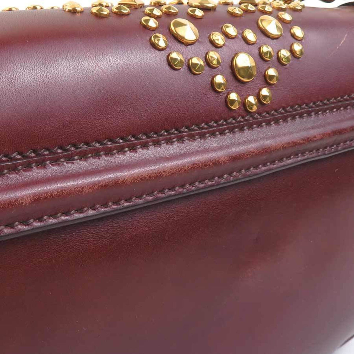 Miu Miu Brown Gold Leather Metal Shoulder Bag (Pre-Owned)