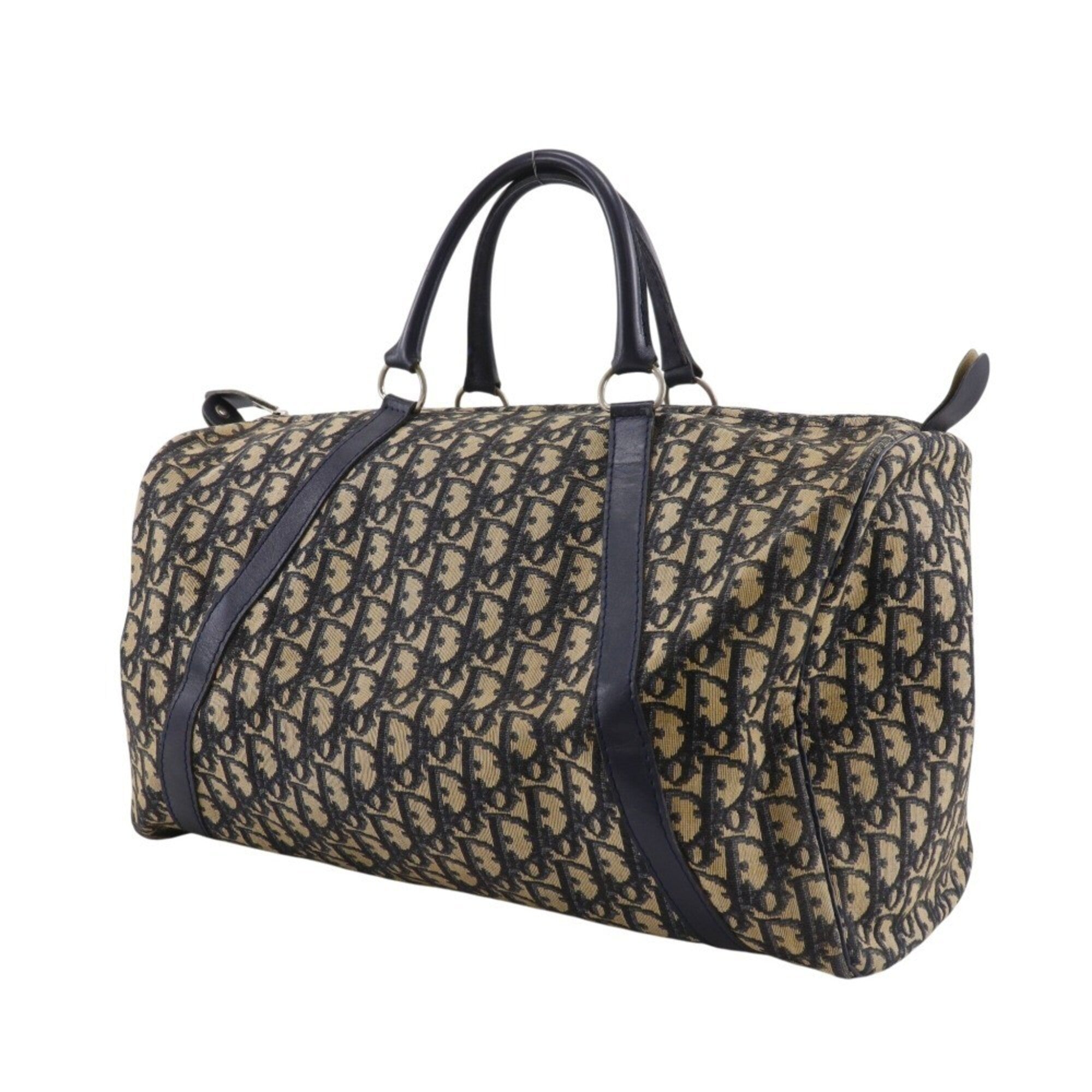 Christian Dior Navy Canvas Boston Bag Handbag (Pre-Owned)