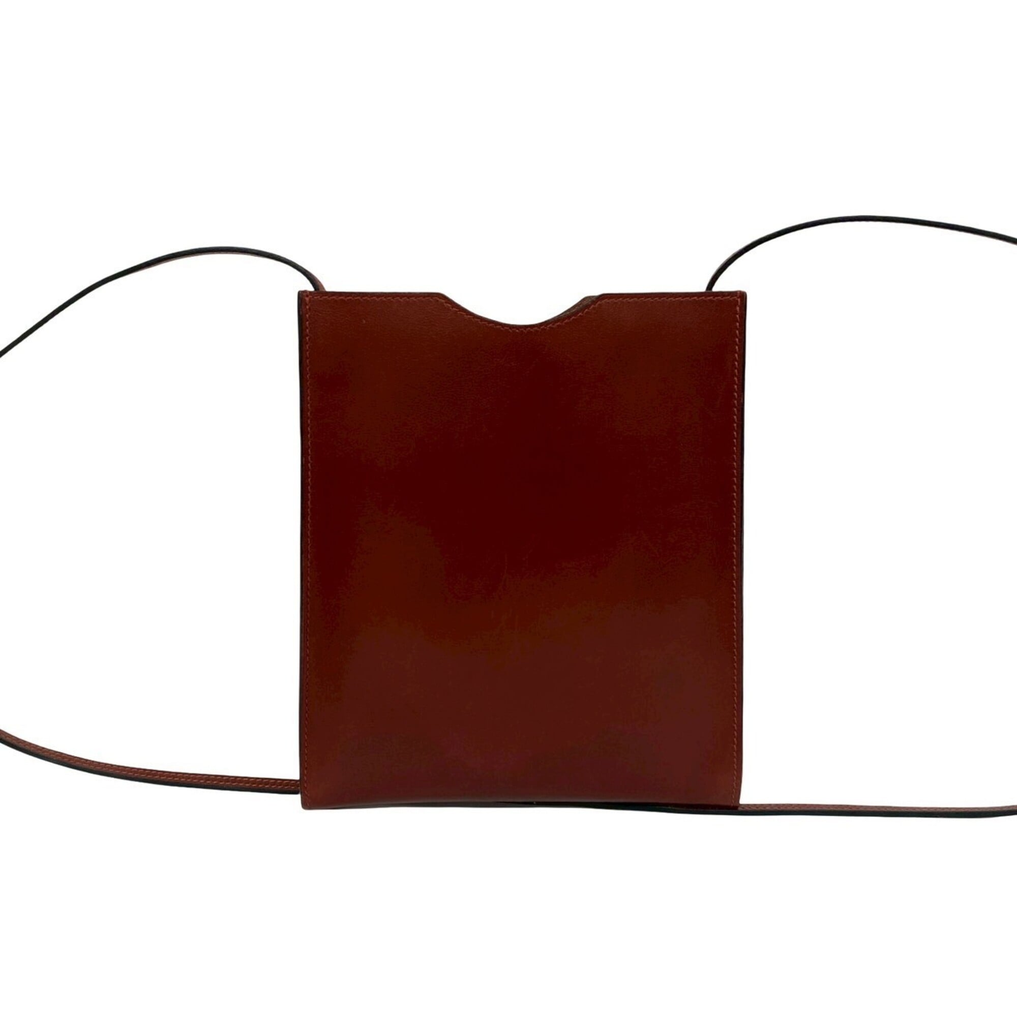 Hermes Red Color Leather Pochette Shoulder Bag (Pre-Owned)
