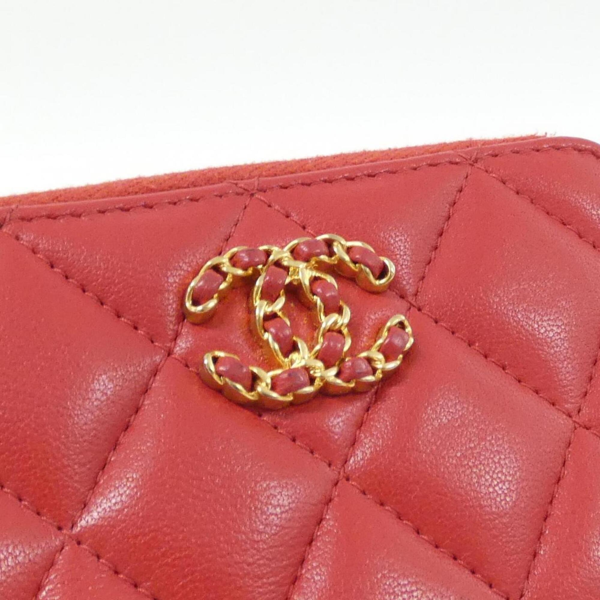 Chanel Red Color Leather Coin Purse/Coin Case (Pre-Owned)