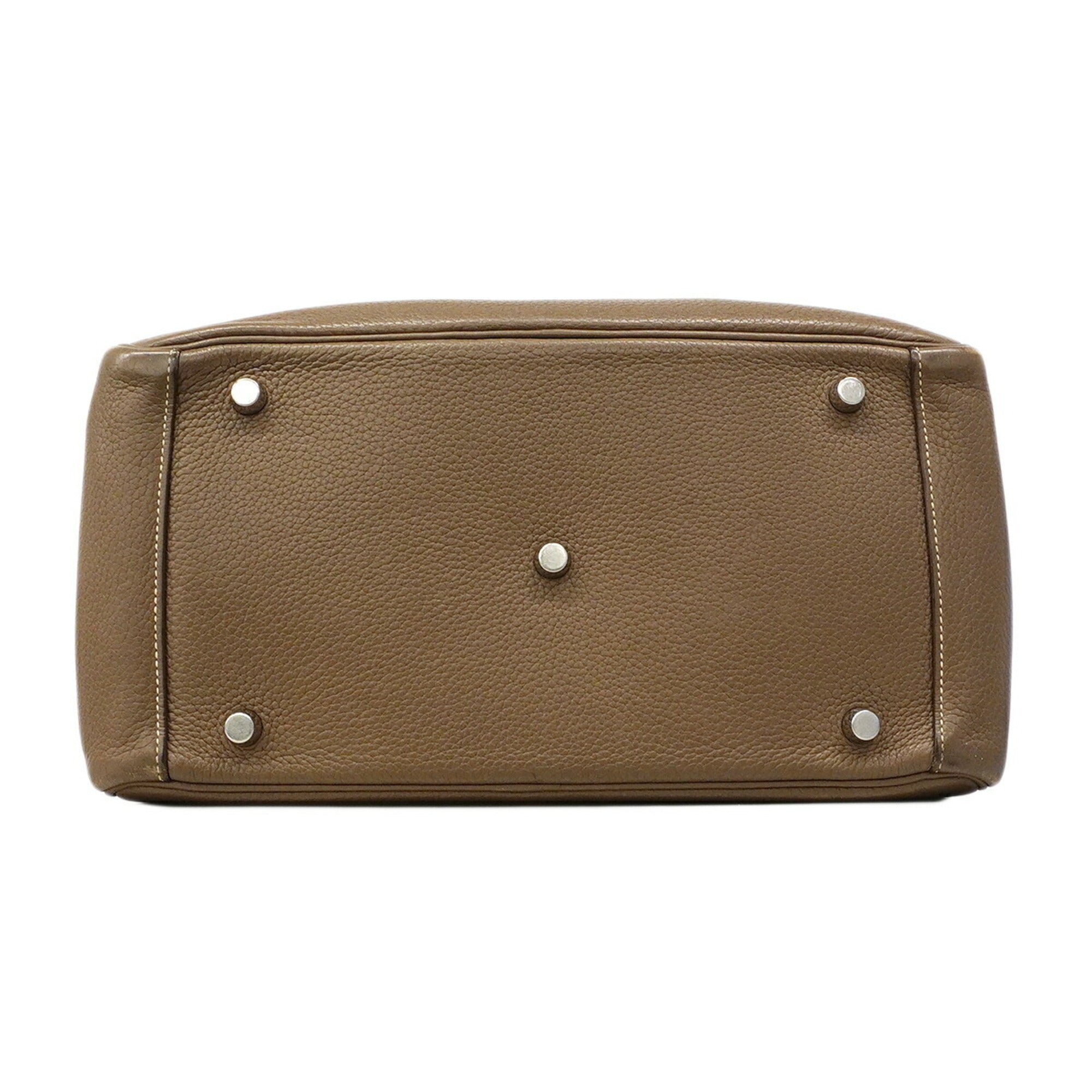 Hermes Gray Taurillon Clemence Leather Handbag (Pre-Owned)