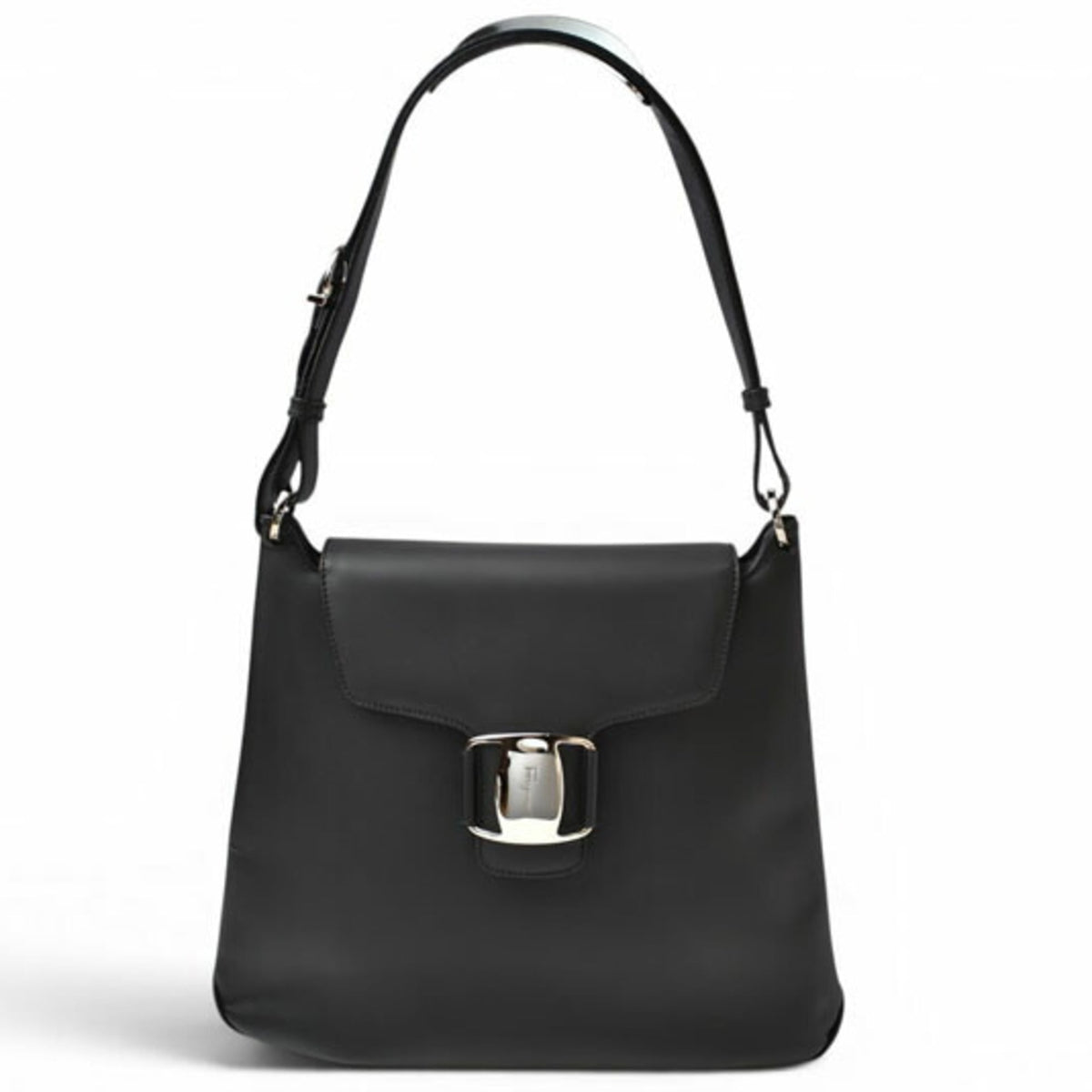 Salvatore Ferragamo Black Leather Shoulder Bag Tote Bag (Pre-Owned)