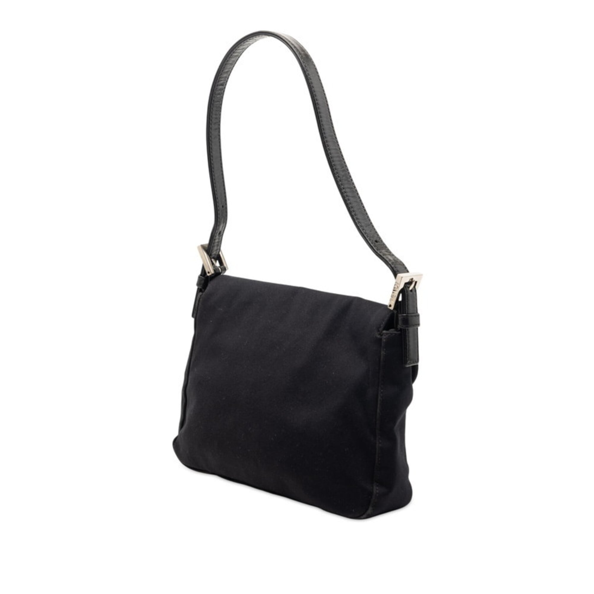 Fendi Black Cotton Canvas Leather Handbag Shoulder Bag (Pre-Owned)