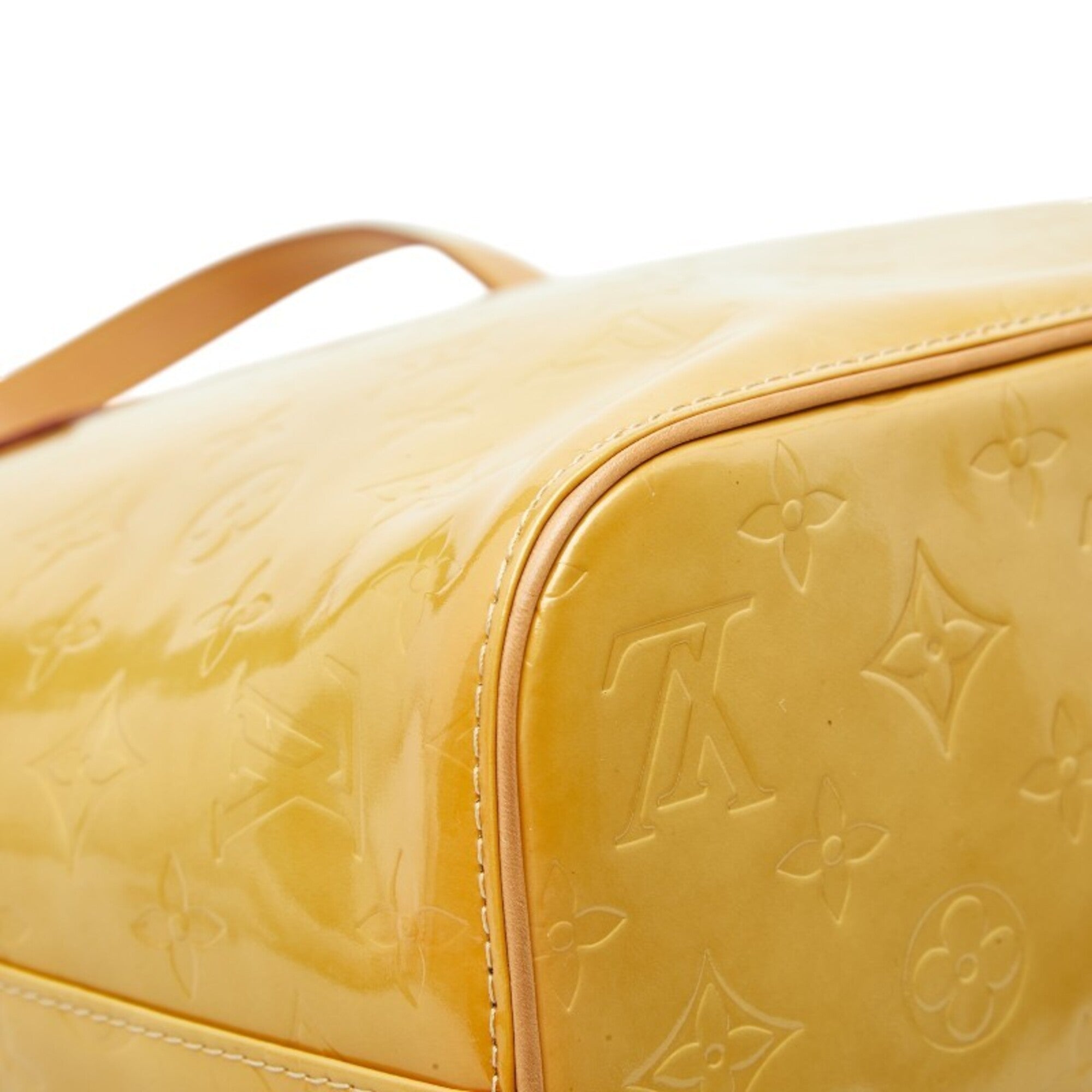 Louis Vuitton Yellow Patent Leather Handbag Tote Bag (Pre-Owned)