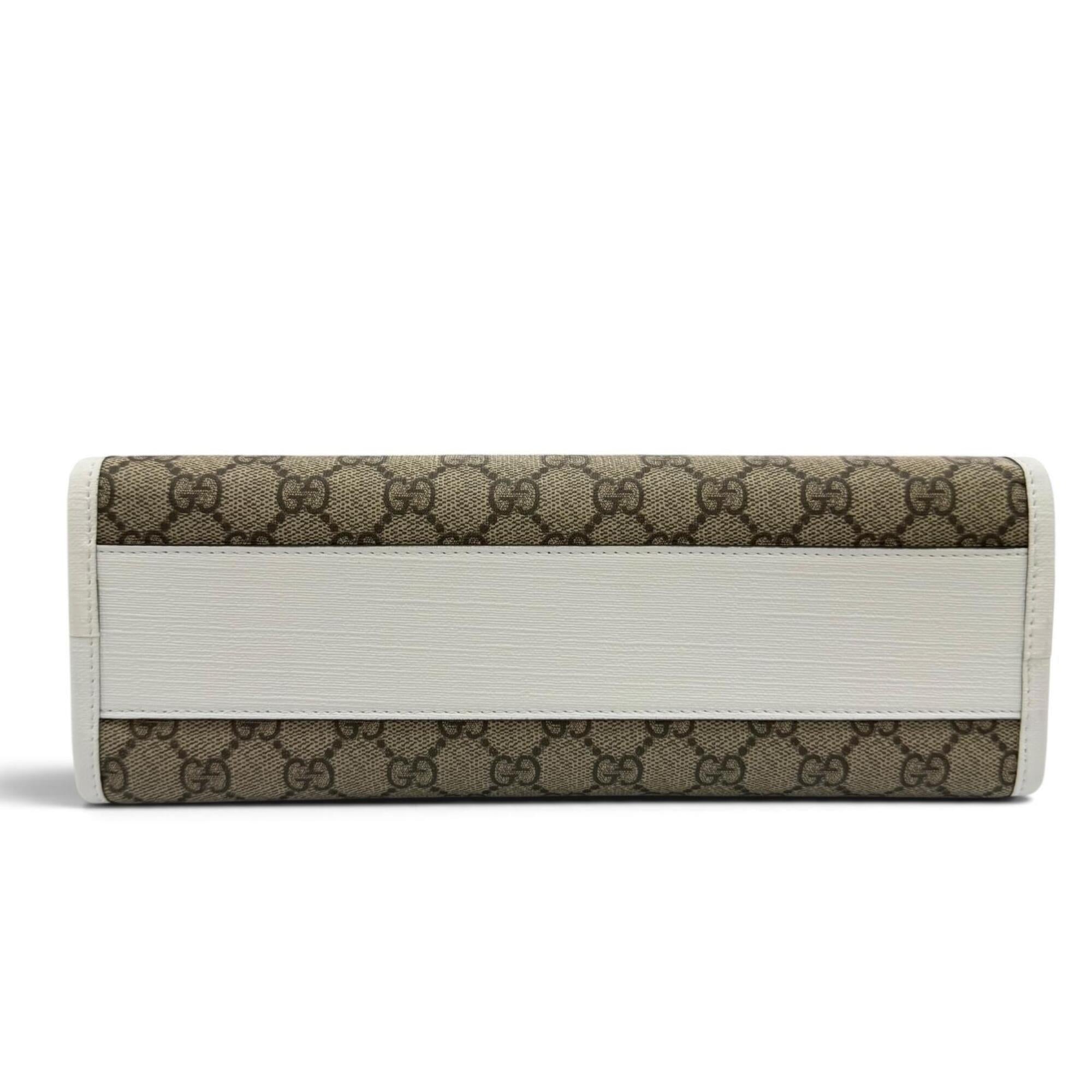Gucci Beige Red Color White Gg Supreme Handbag Tote Bag (Pre-Owned)