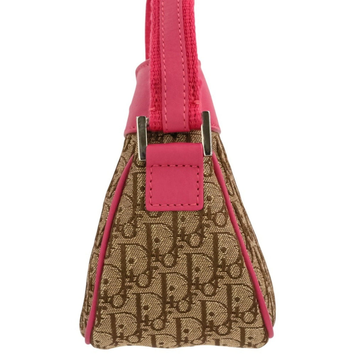 Christian Dior Beige Pink Canvas Leather Handbag (Pre-Owned)