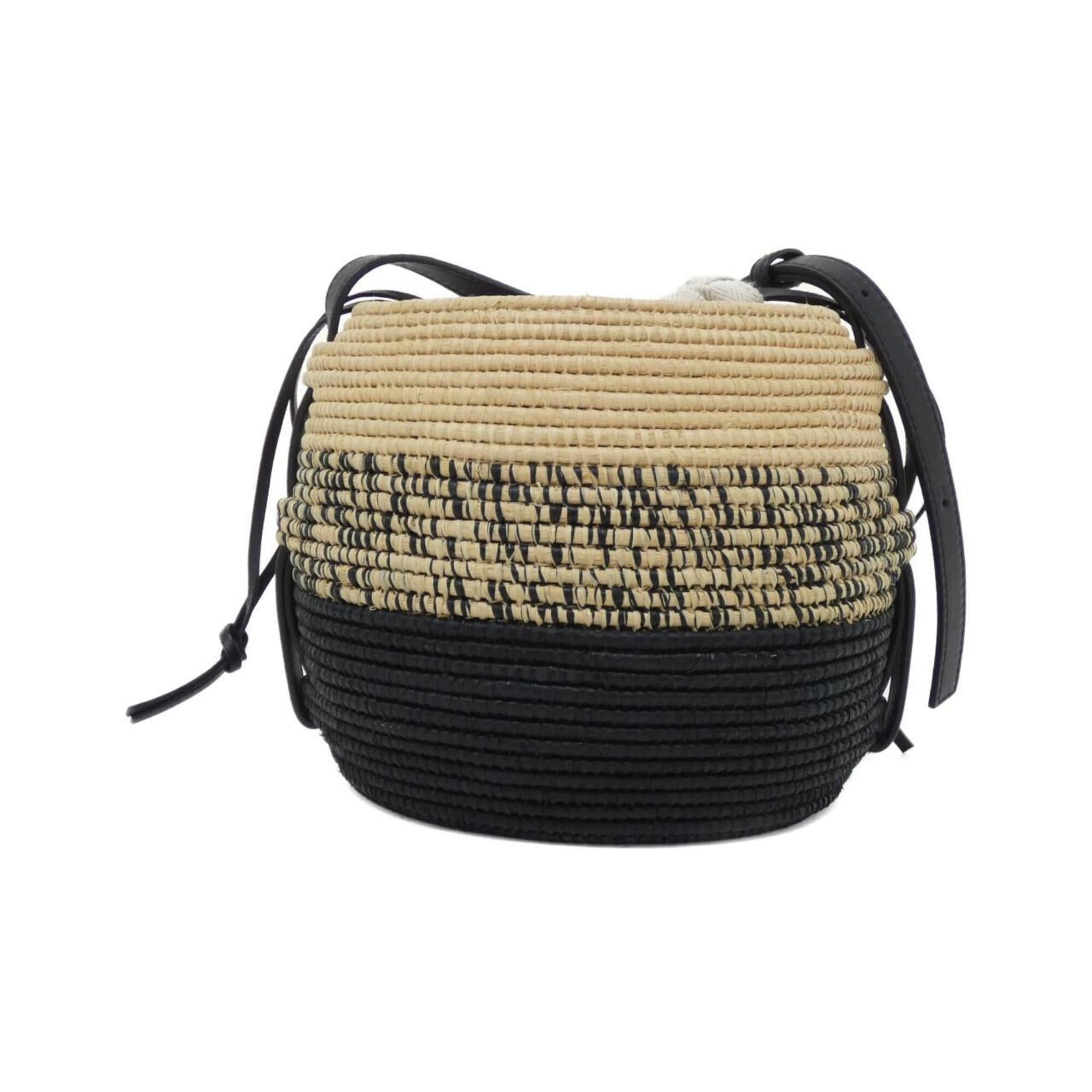 Loewe Black Raffia Basket Handbag Shoulder Bag (Pre-Owned)