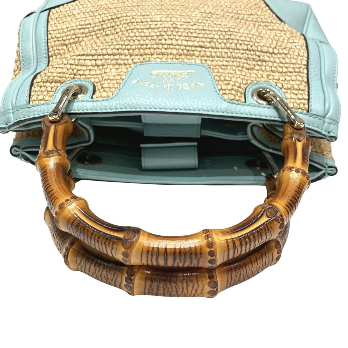Gucci Bamboo Straw Leather Shoulder Bag (Pre-Owned)