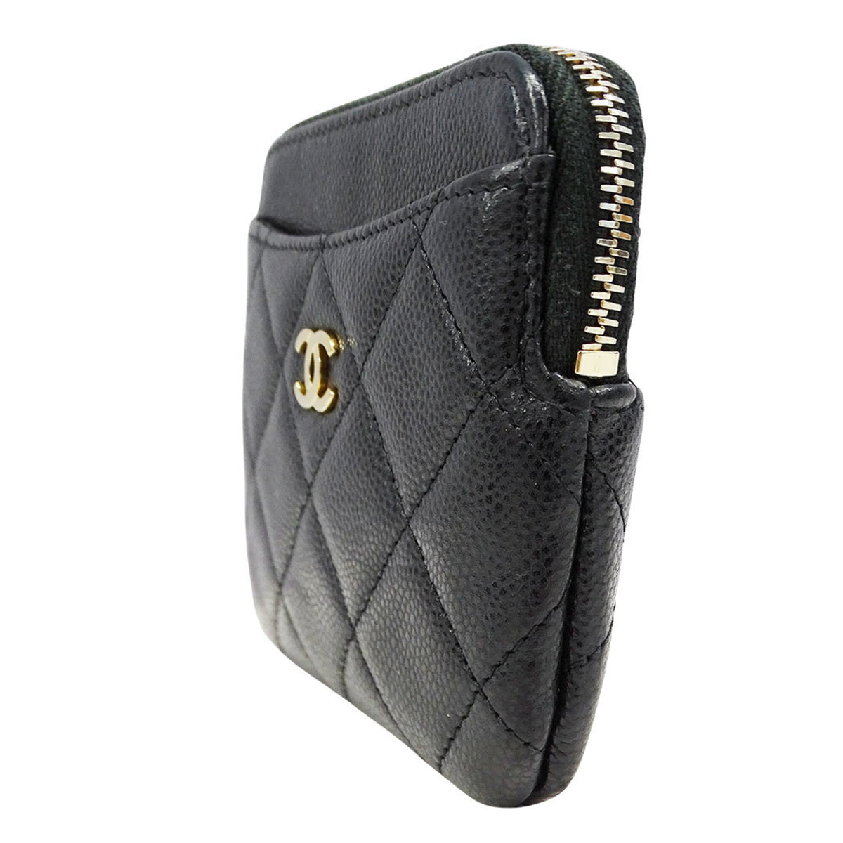 Chanel Black Grained Calfskin Coin Purse/Coin Case (Pre-Owned)