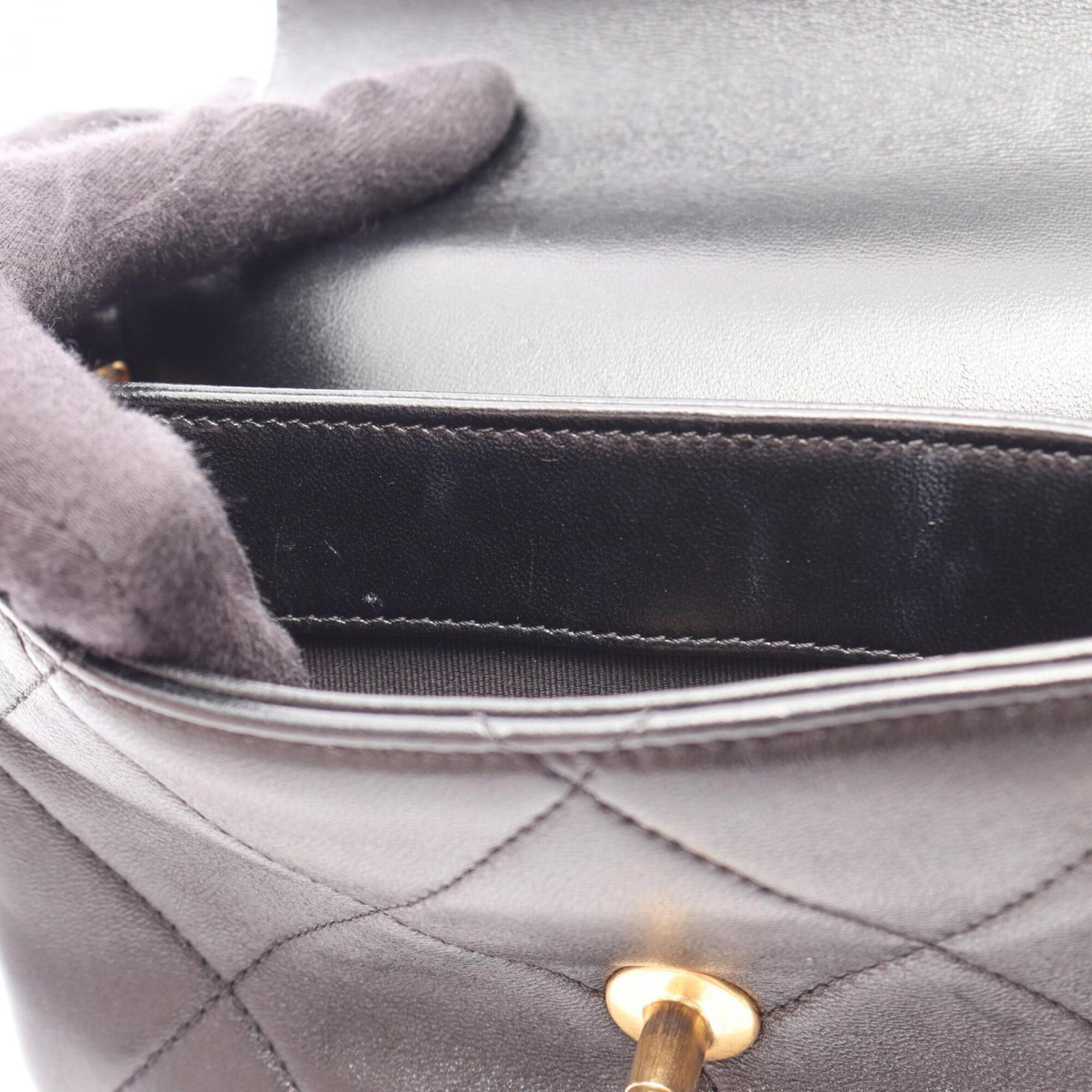 Chanel Black Leather Handbag Shoulder Bag (Pre-Owned)