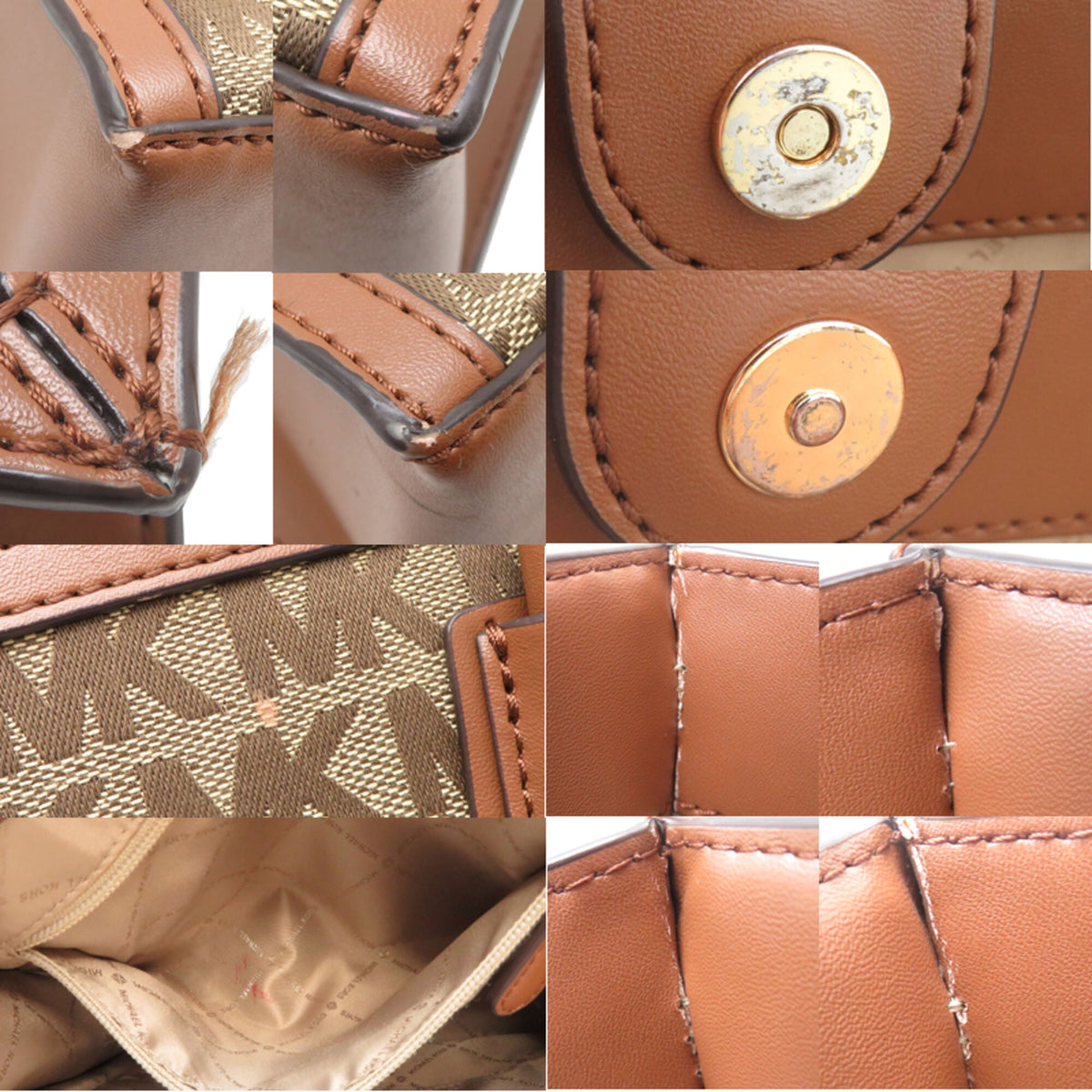 Michael Kors Brown Leather Canvas Tote Bag (Pre-Owned)
