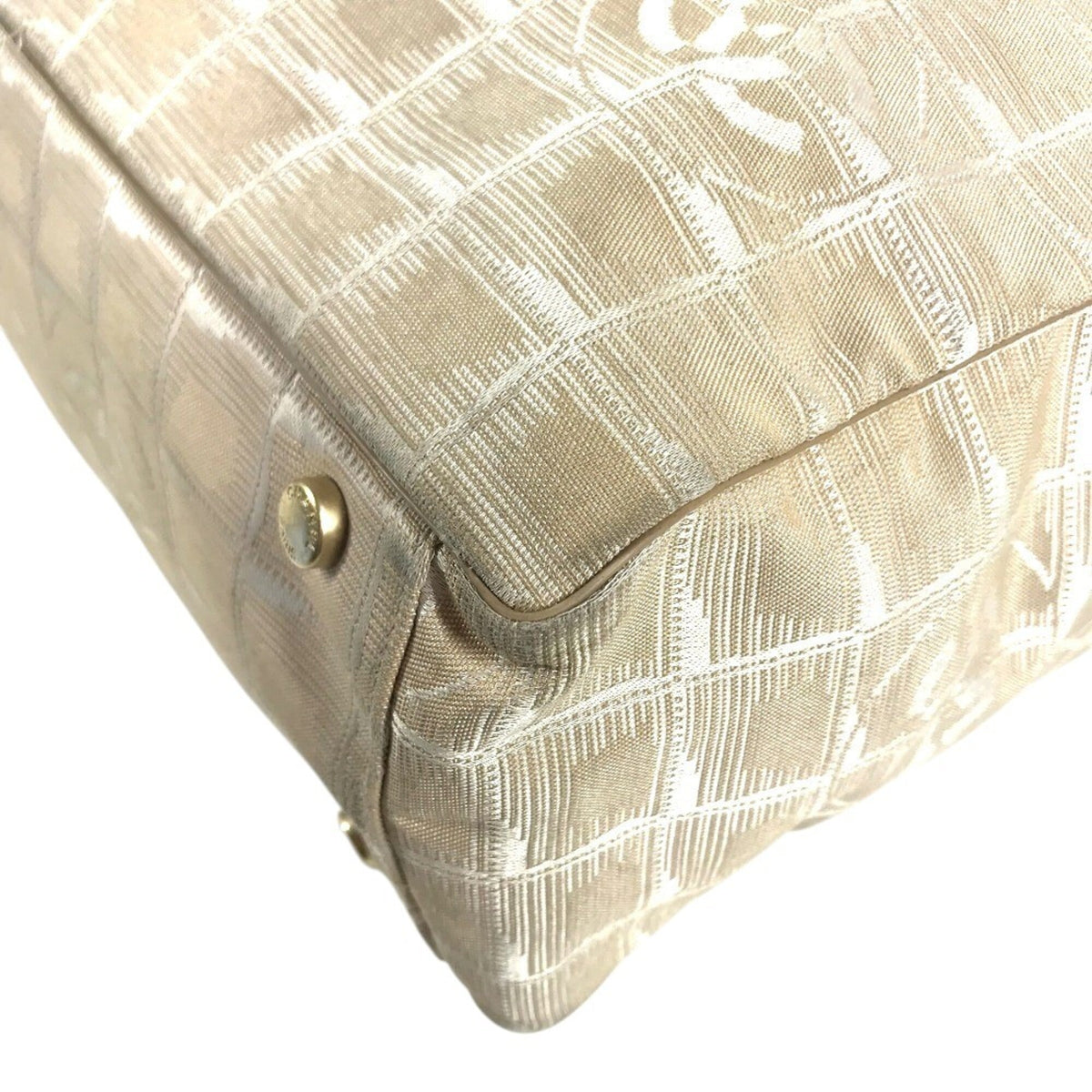 Chanel New Travel Line Beige Nylon Leather Tote Bag (Pre-Owned)