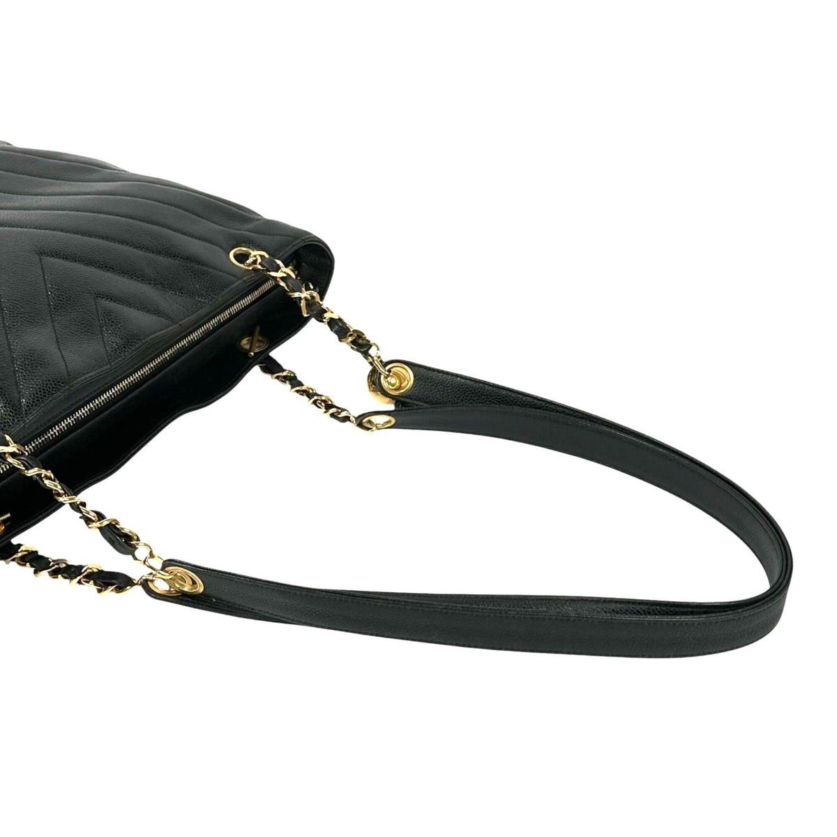 Chanel Black Grained Calfskin Shoulder Bag Tote Bag (Pre-Owned)