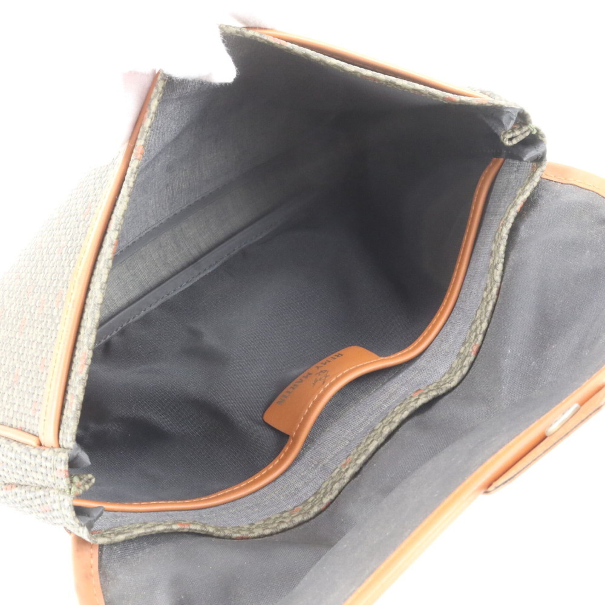 Saint Laurent Brown Green Khaki Leather Coated Canvas Clutch Bag Pouch (Pre-Owned)