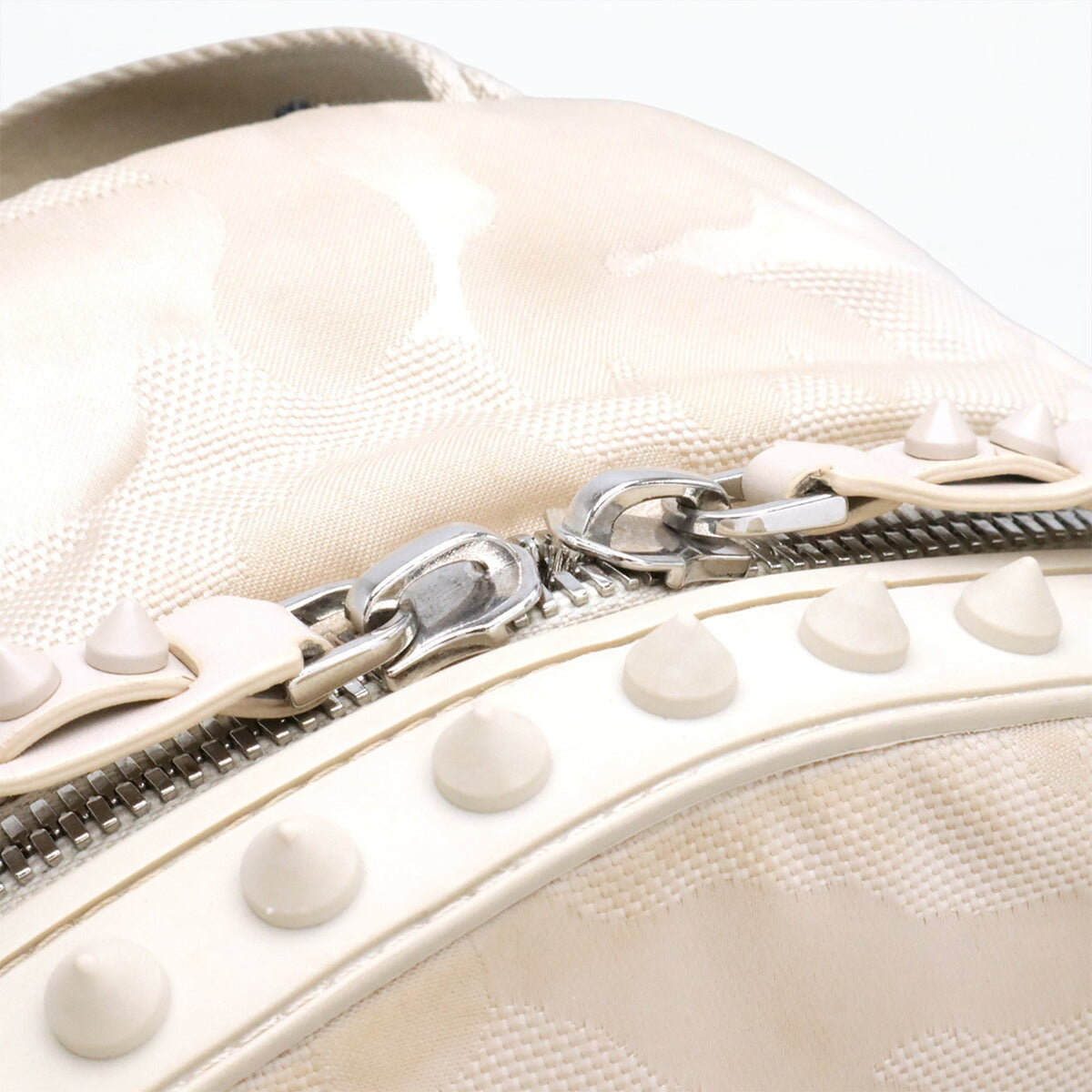 Christian Louboutin Beige Black Nylon Rubber Leather Backpack (Pre-Owned)