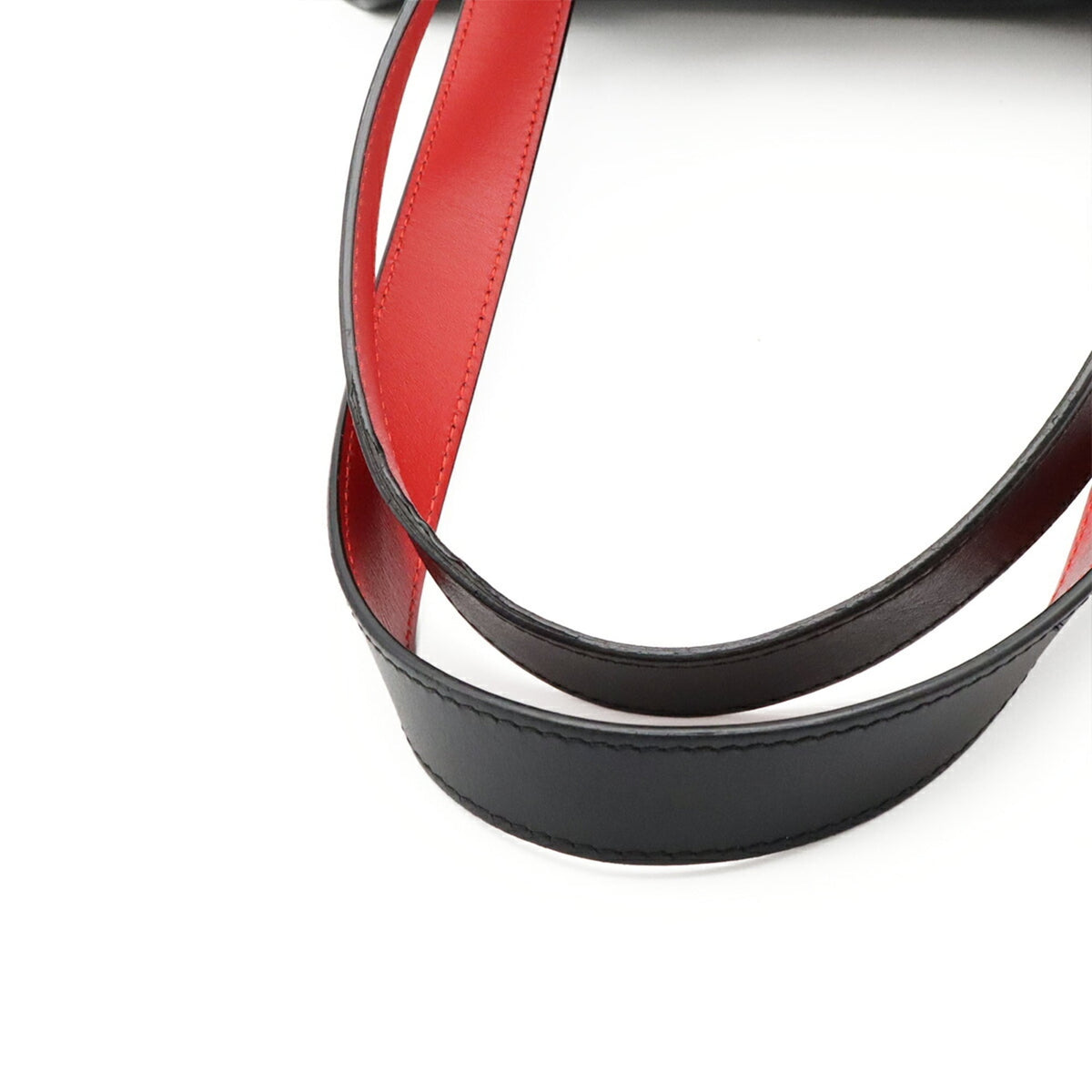 Christian Louboutin Black Red Color Leather Boston Bag Shoulder Bag (Pre-Owned)