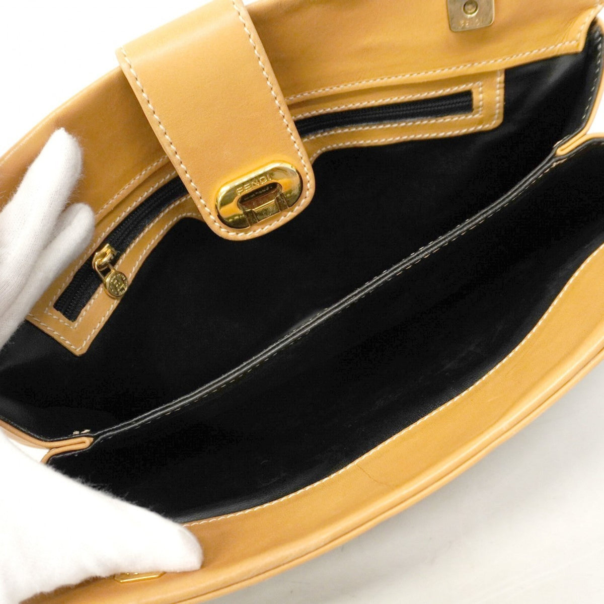 Fendi Beige Black Pvc Clutch Bag (Pre-Owned)