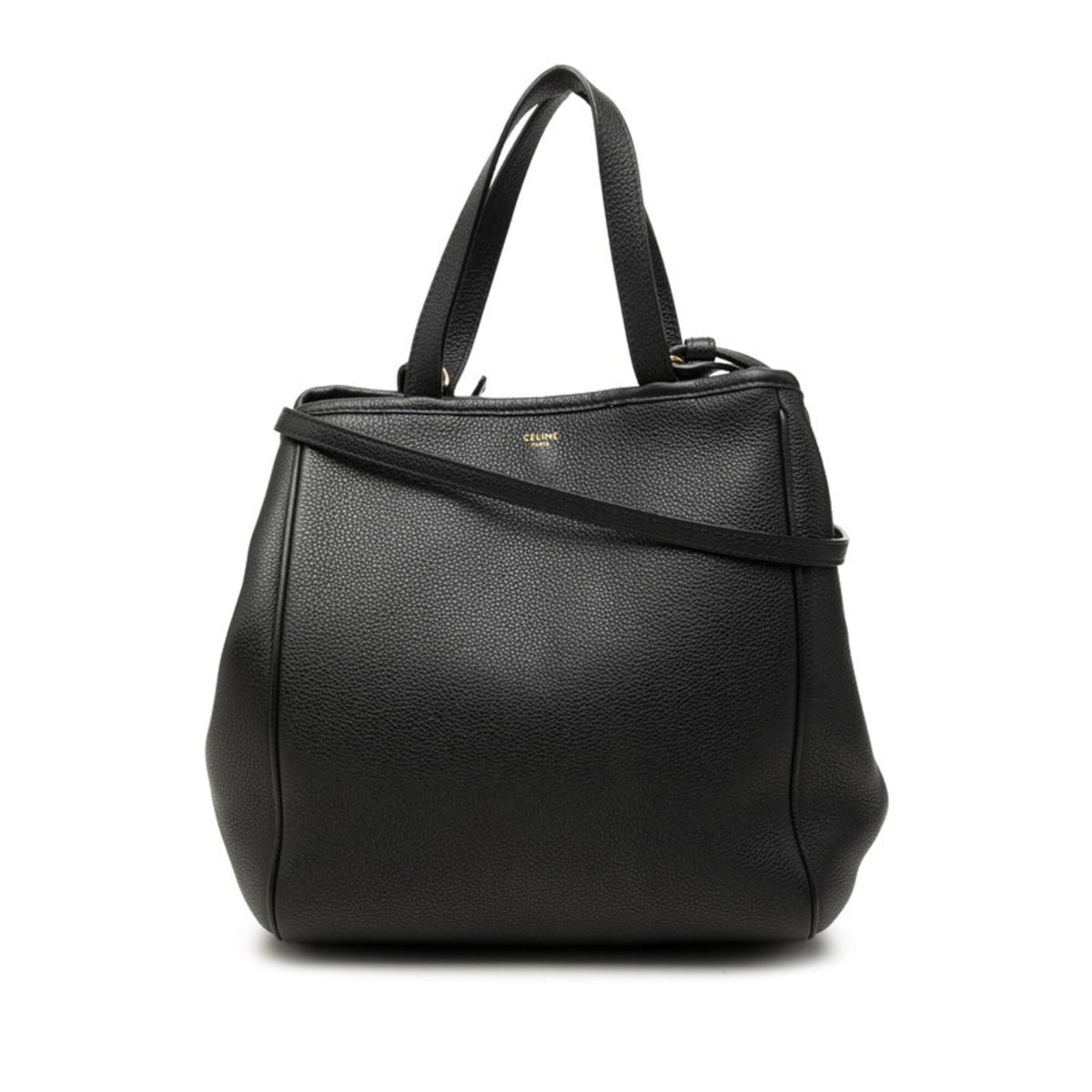 Celine Cabas Black Leather Handbag Shoulder Bag (Pre-Owned)