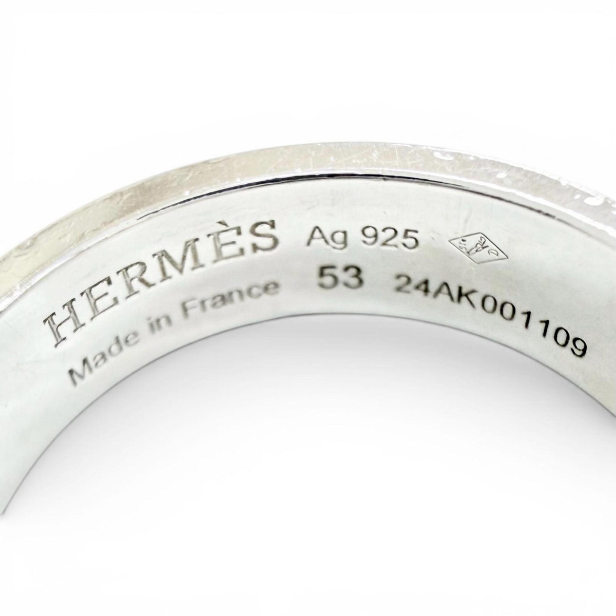 Hermes Silver Silver 925 Band Ring (Pre-Owned)