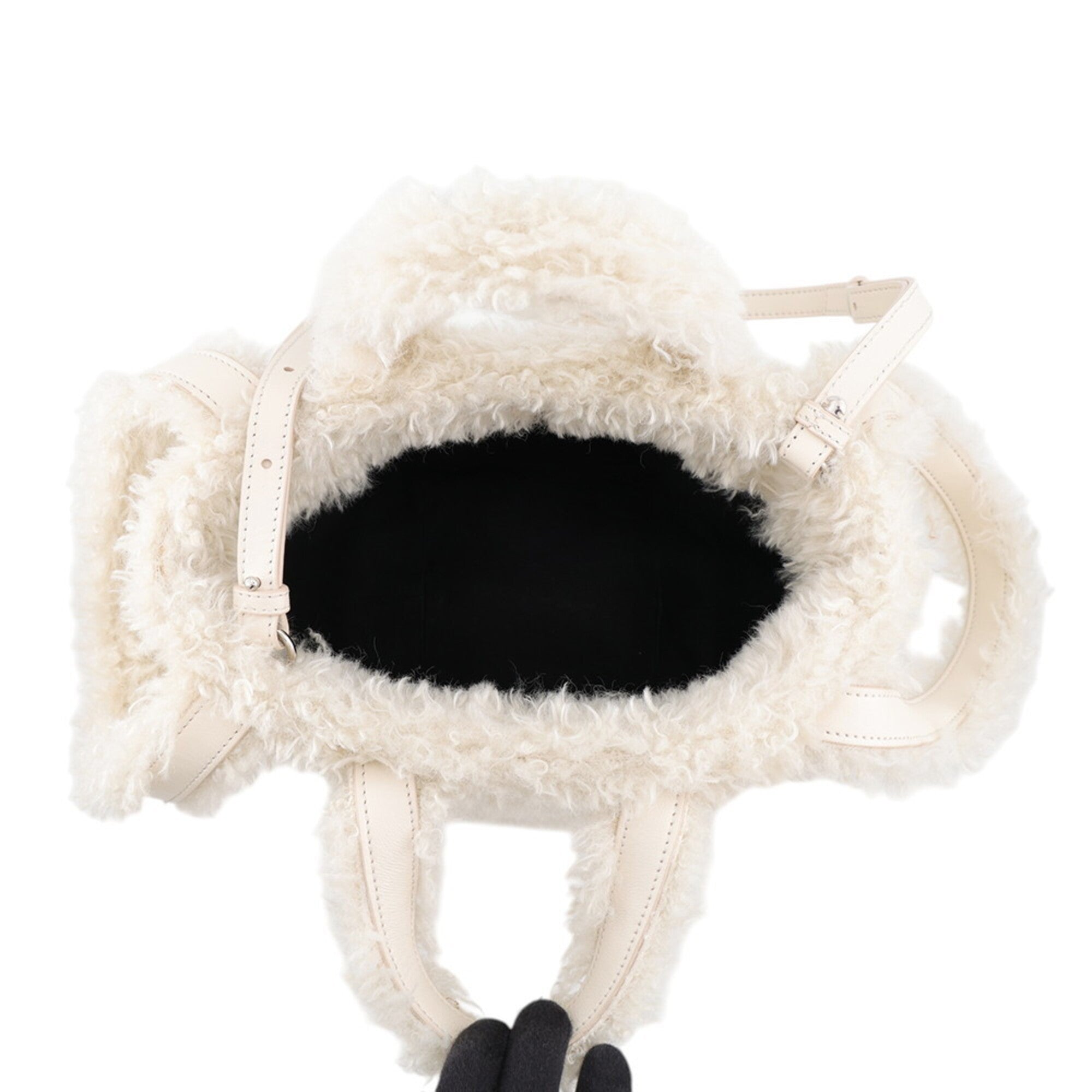 Balenciaga Ivory Fur Leather Handbag Shoulder Bag (Pre-Owned)